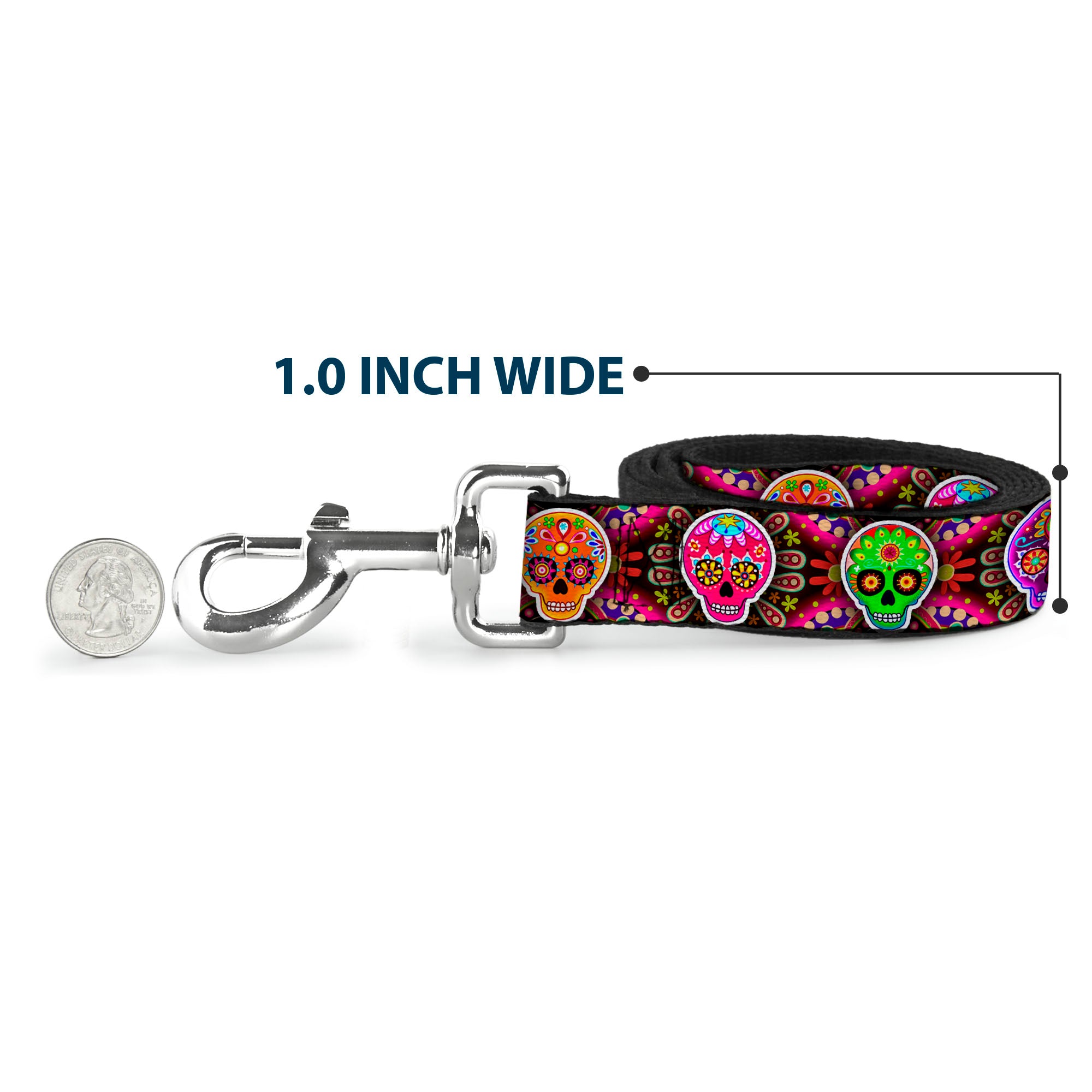 Dog Leash - Six Sugar Skulls Multi Color Dog Leashes Thaneeya McArdle