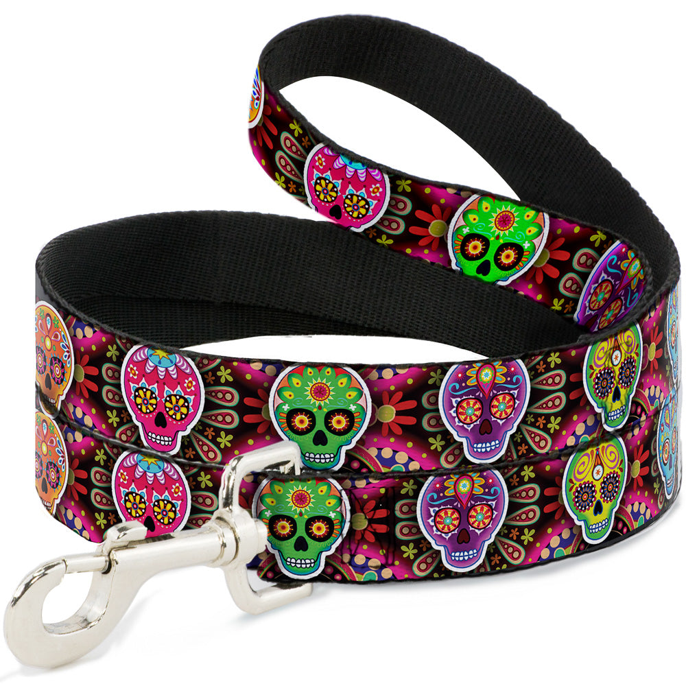 Dog Leash - Six Sugar Skulls Multi Color Dog Leashes Thaneeya McArdle