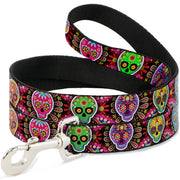 Dog Leash - Six Sugar Skulls Multi Color Dog Leashes Thaneeya McArdle