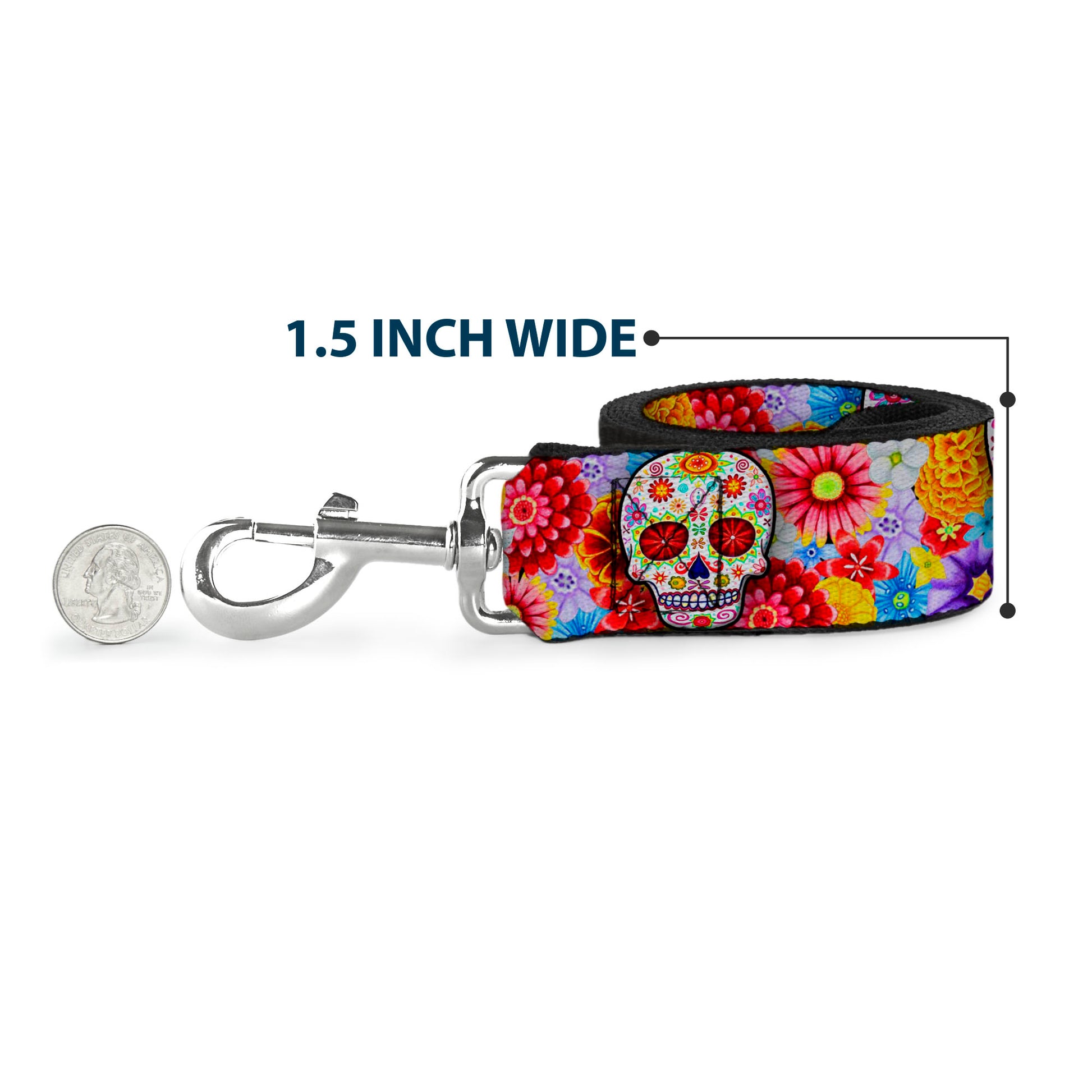 Dog Leash - Sugar Skull Starburst White/Multi Color Dog Leashes Thaneeya McArdle