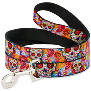 Dog Leash - Sugar Skull Starburst White/Multi Color Dog Leashes Thaneeya McArdle