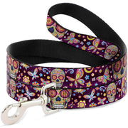 Dog Leash - Mariposa Calaveras/Butterflies/Flowers Burgundy/Multi Color Dog Leashes Thaneeya McArdle
