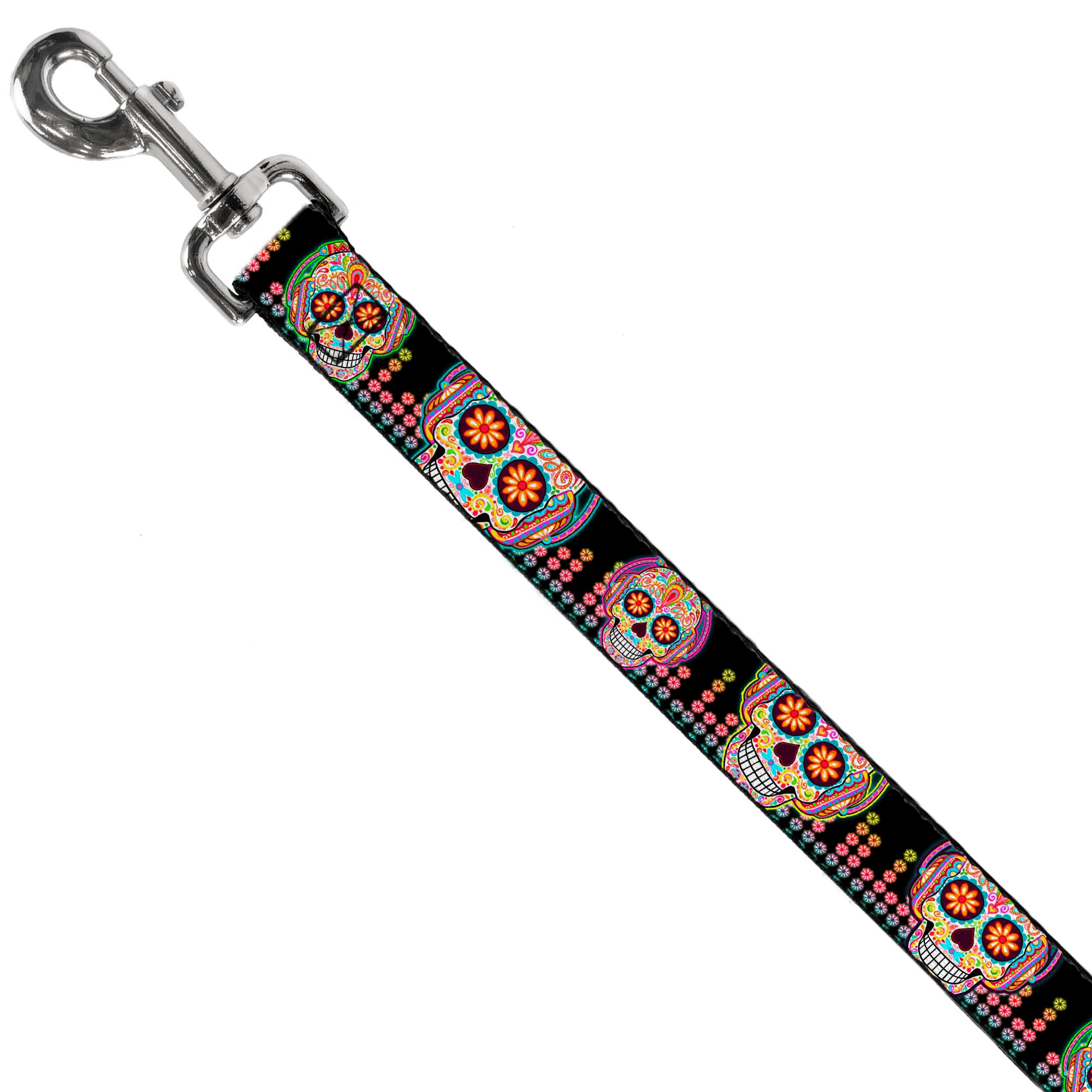 Dog Leash - Tranquility Beats Calaveras/Floral Equalizer Black/Multi Color Dog Leashes Thaneeya McArdle