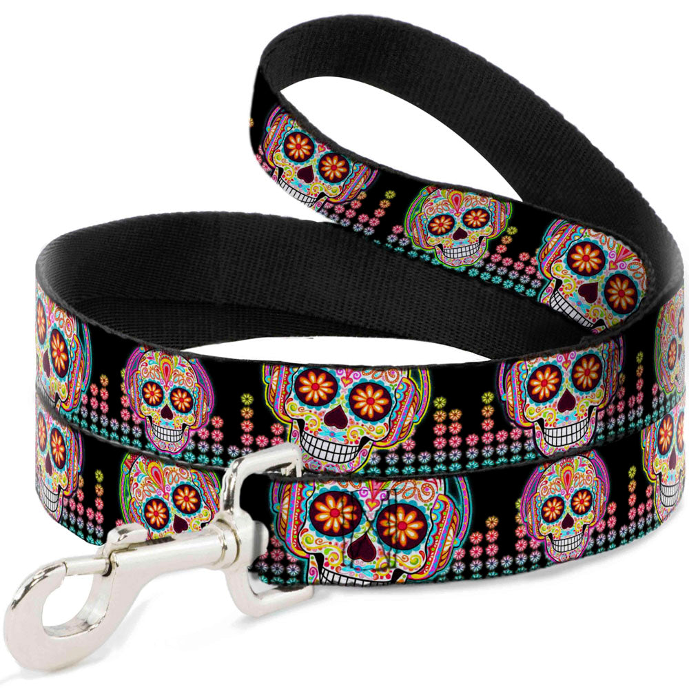 Dog Leash - Tranquility Beats Calaveras/Floral Equalizer Black/Multi Color Dog Leashes Thaneeya McArdle