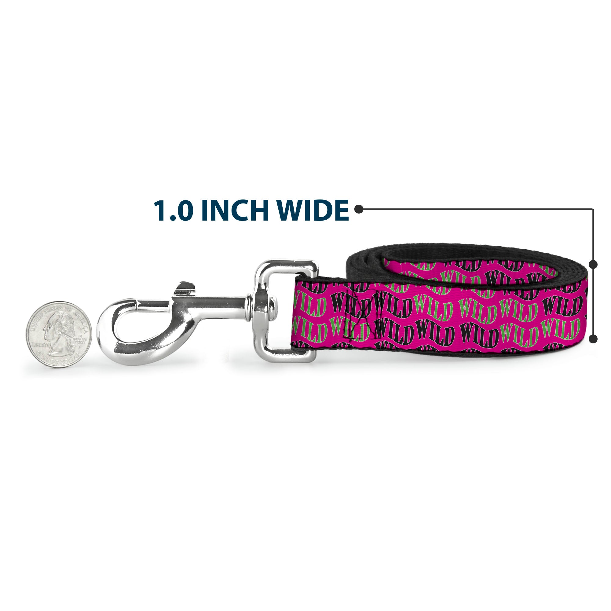 Dog Leash - Wheel of Fortune WILD Text Wave Pink/Green/Black Dog Leashes Wheel of Fortune
