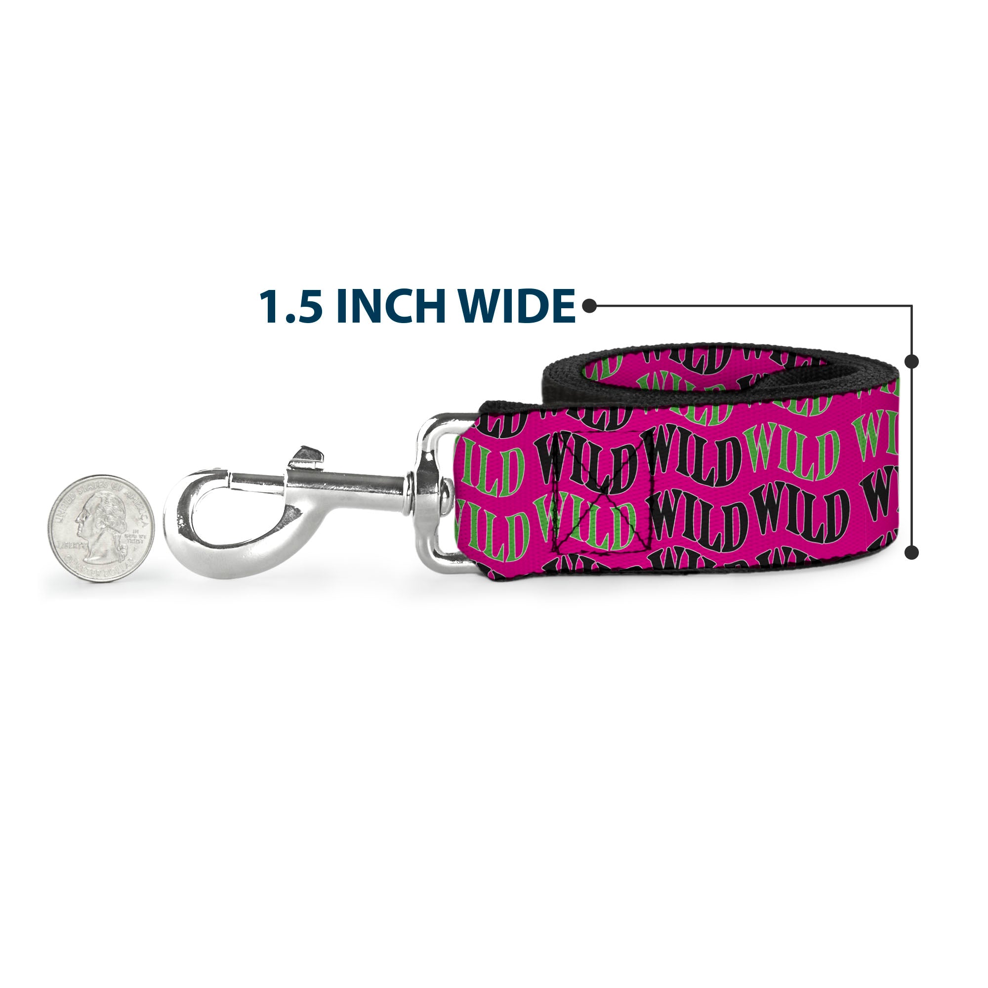 Dog Leash - Wheel of Fortune WILD Text Wave Pink/Green/Black Dog Leashes Wheel of Fortune