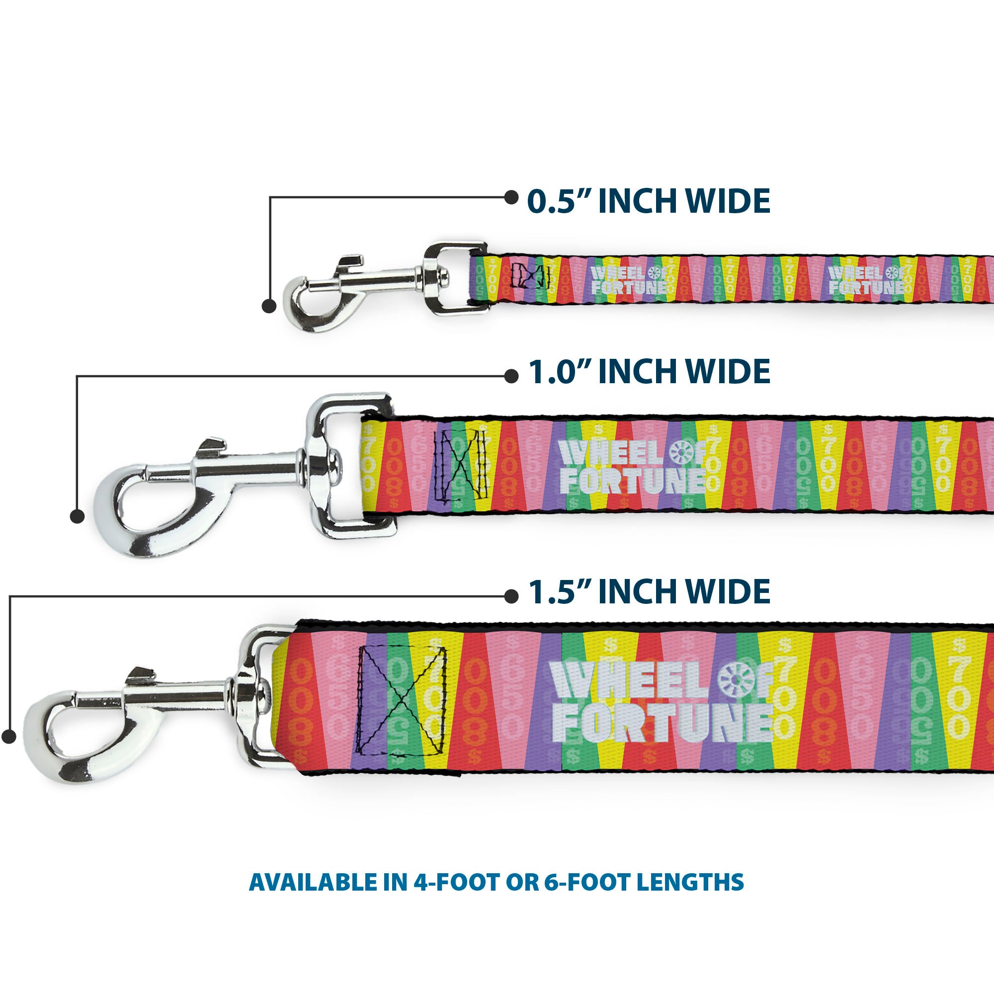 Dog Leash - WHEEL OF FORTUNE Cash Prize Wedges Multi Color/White Dog Leashes Wheel of Fortune