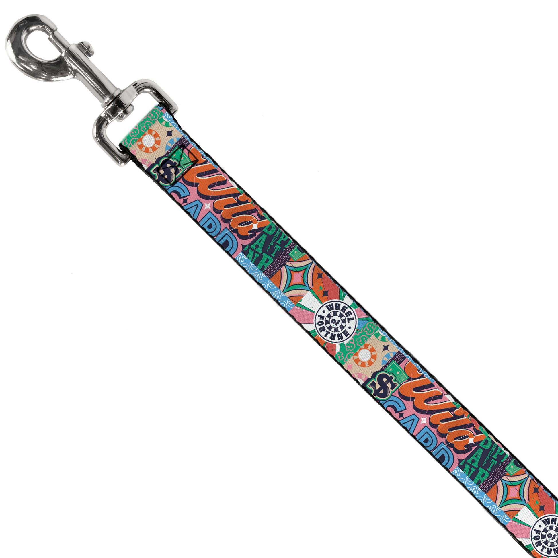 Dog Leash - WHEEL OF FORTUNE Logo and WILD CARD Collage Multi Color Dog Leashes Wheel of Fortune