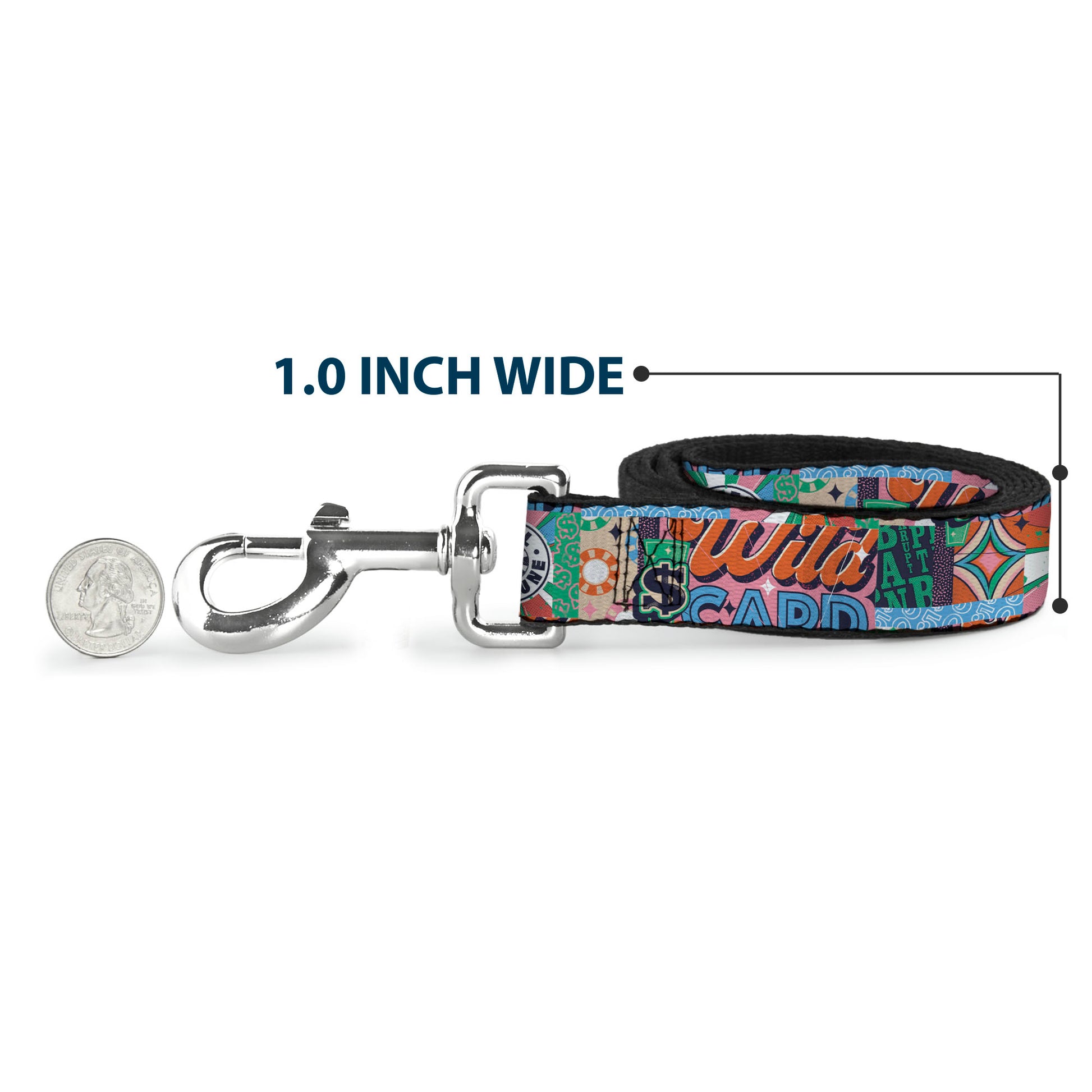 Dog Leash - WHEEL OF FORTUNE Logo and WILD CARD Collage Multi Color Dog Leashes Wheel of Fortune
