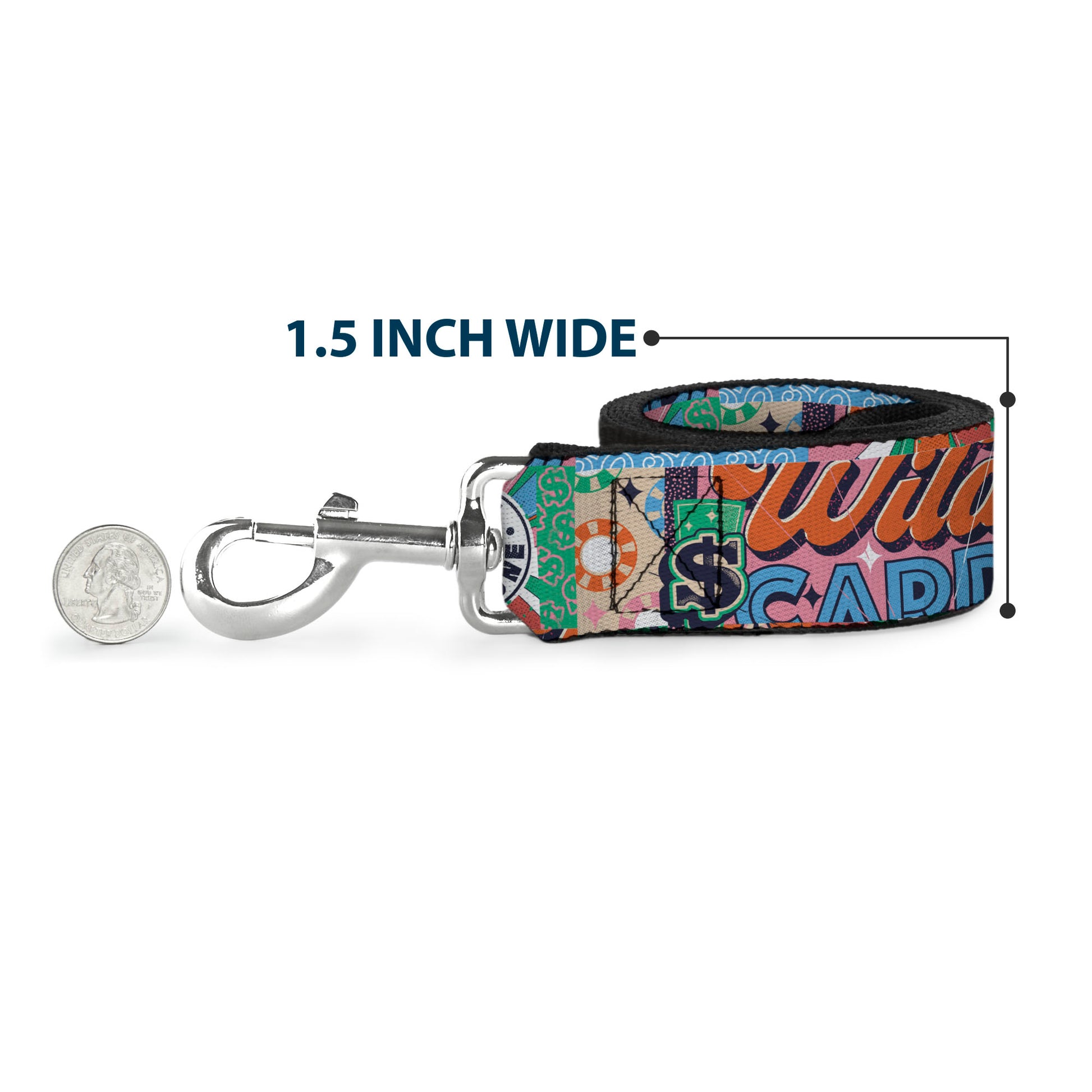 Dog Leash - WHEEL OF FORTUNE Logo and WILD CARD Collage Multi Color Dog Leashes Wheel of Fortune
