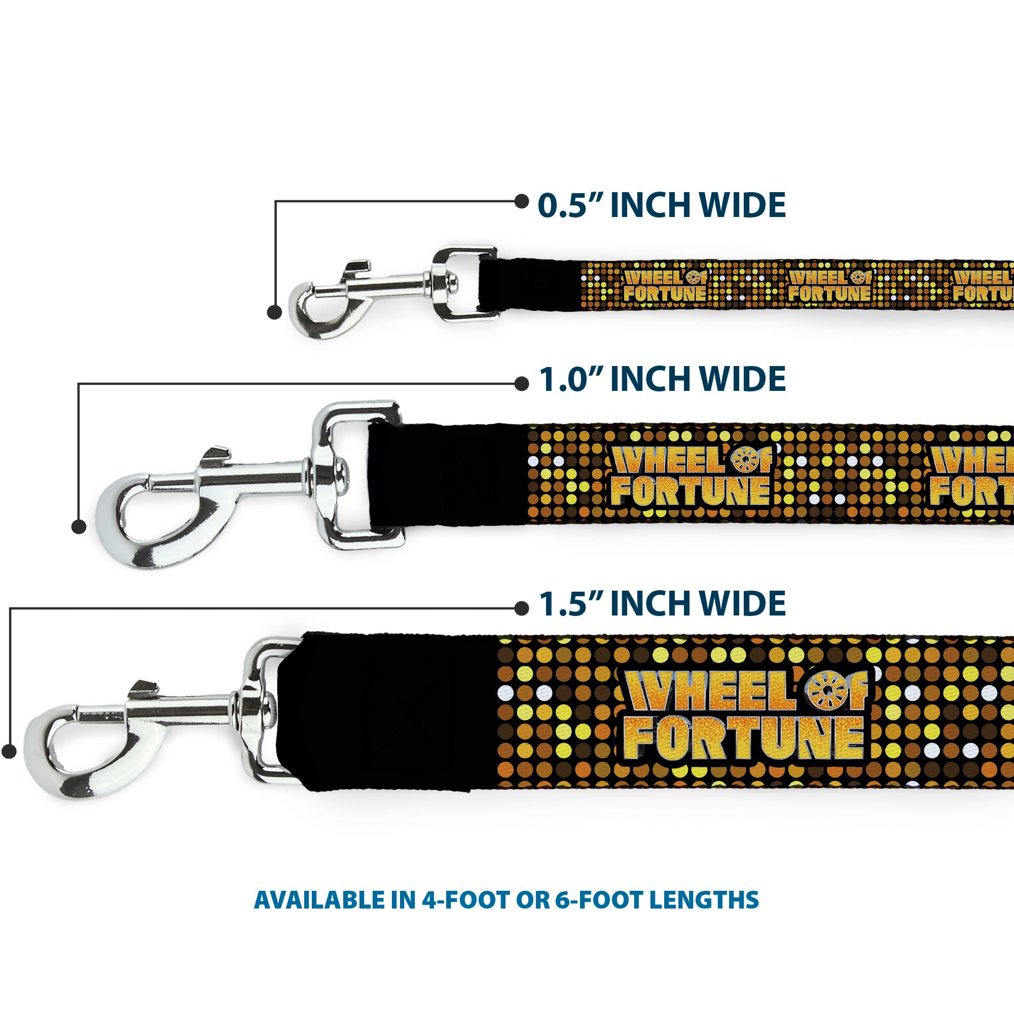 Dog Leash - WHEEL OF FORTUNE Title Logo Sequin Dots Black/Oranges/Yellow Dog Leashes Wheel of Fortune