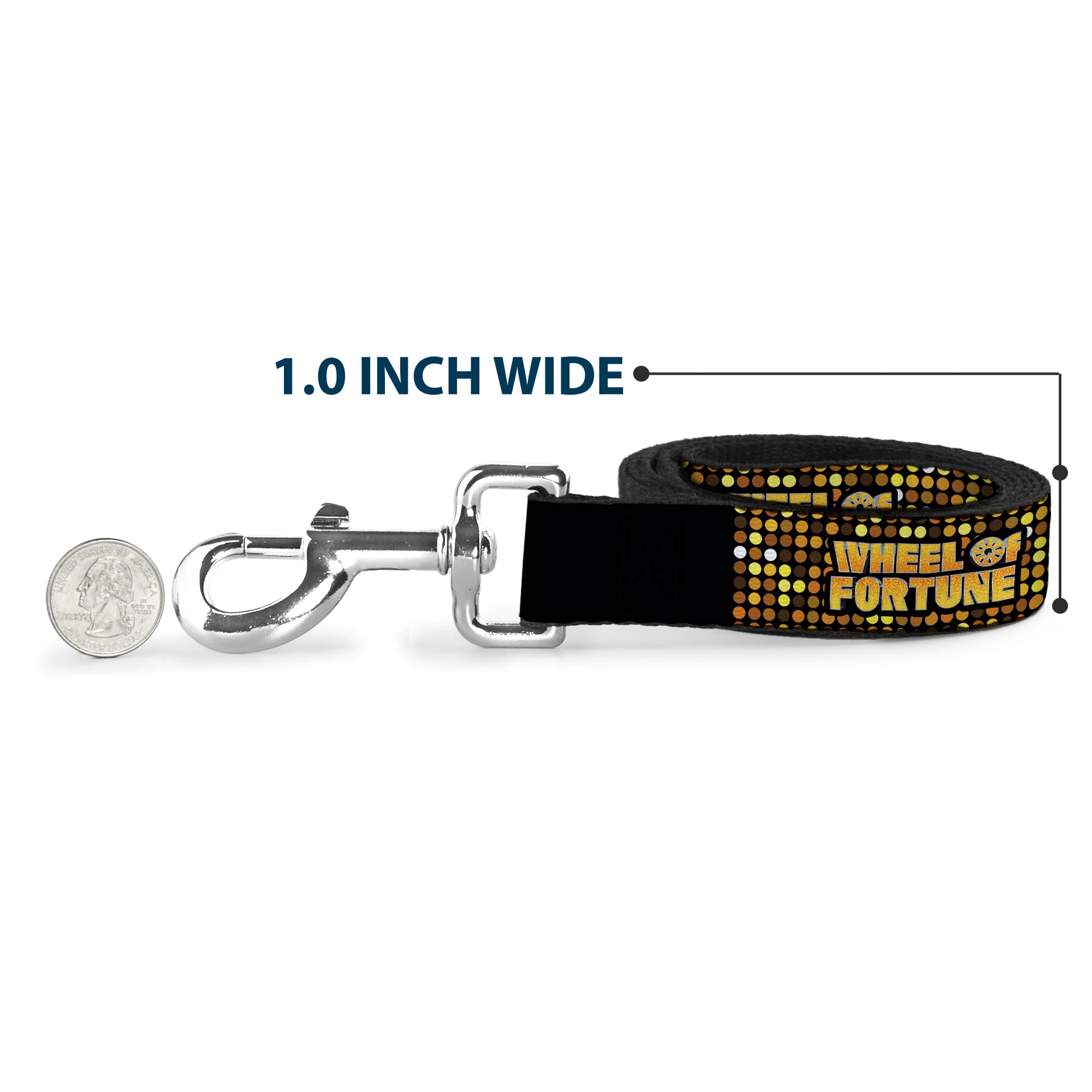 Dog Leash - WHEEL OF FORTUNE Title Logo Sequin Dots Black/Oranges/Yellow Dog Leashes Wheel of Fortune
