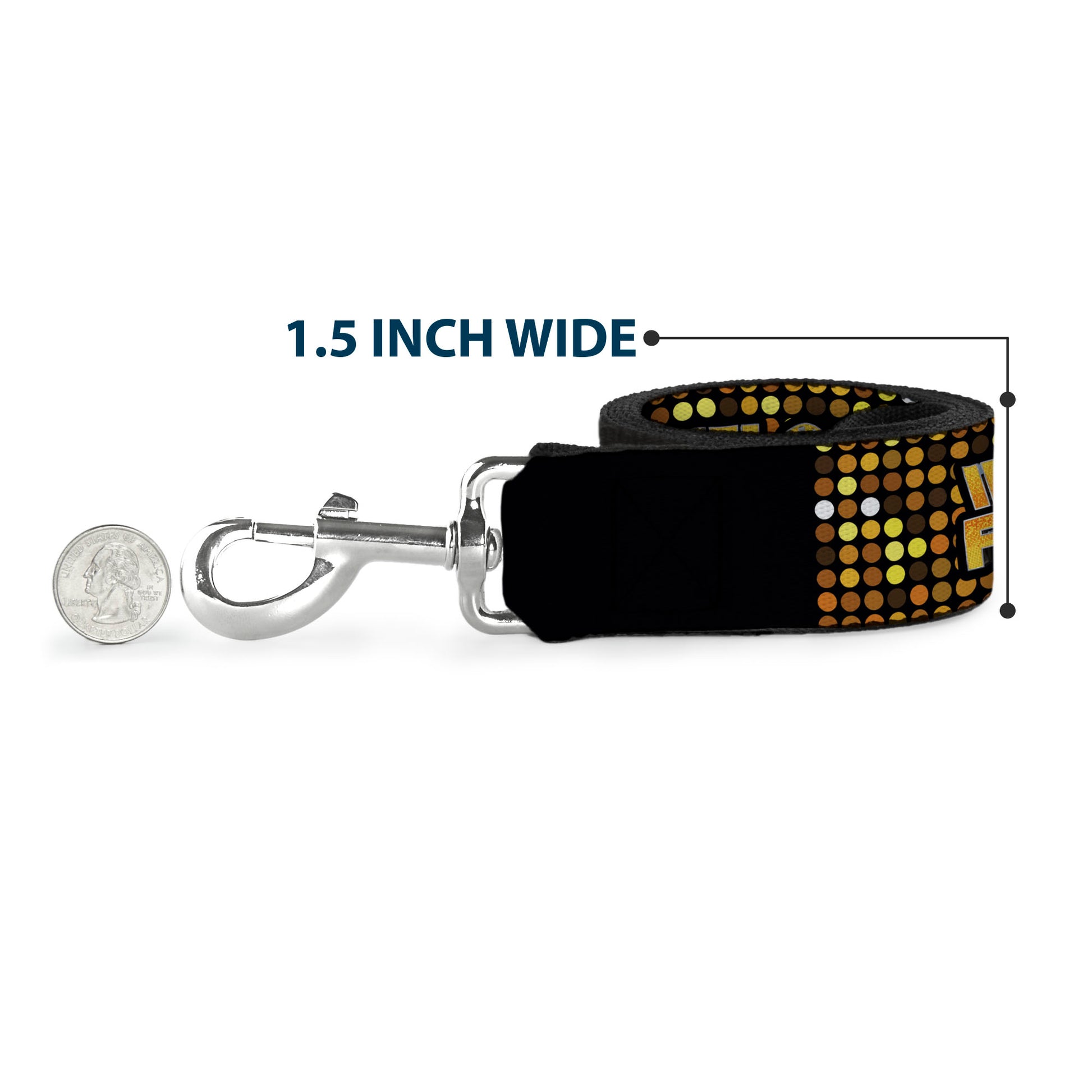 Dog Leash - WHEEL OF FORTUNE Title Logo Sequin Dots Black/Oranges/Yellow Dog Leashes Wheel of Fortune