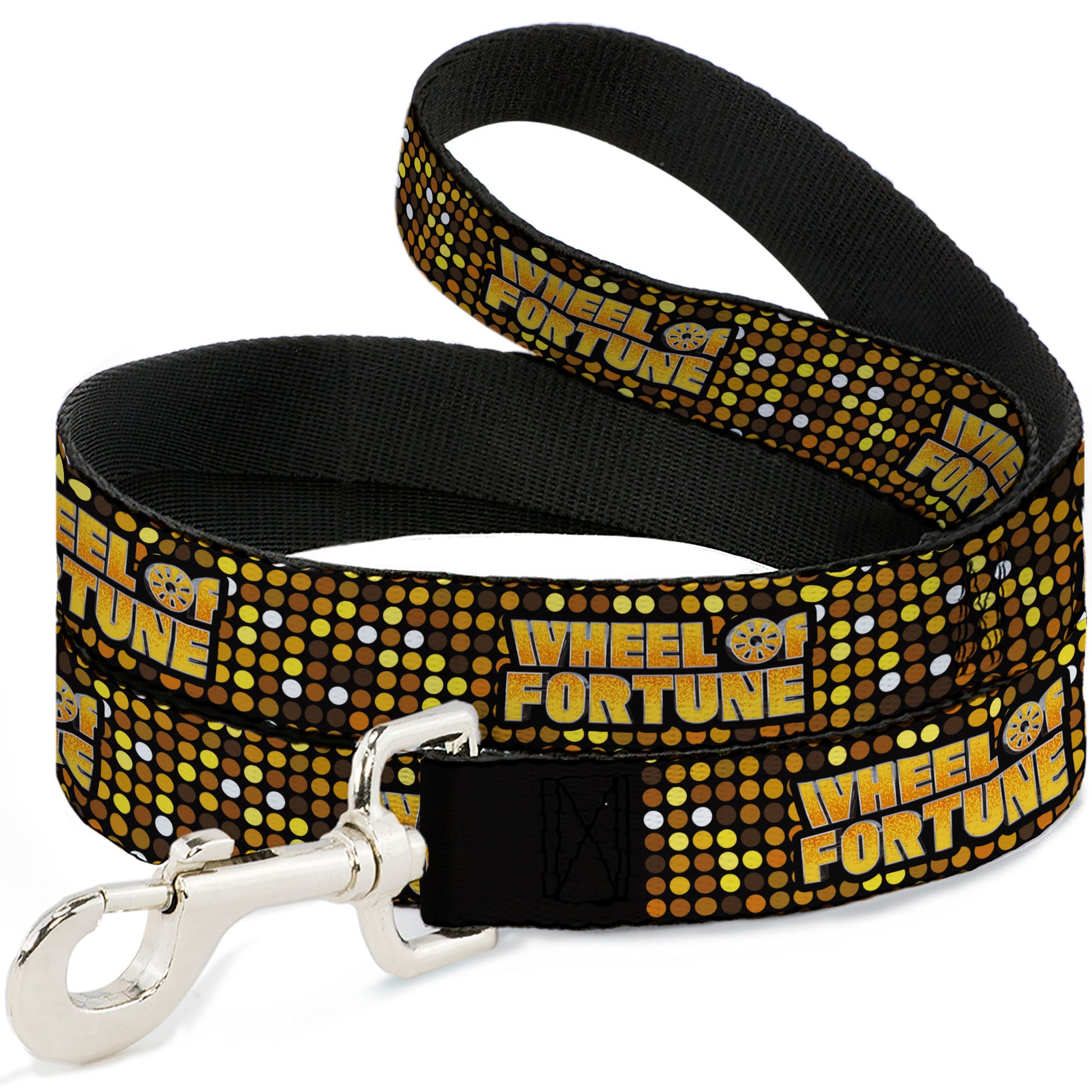 Dog Leash - WHEEL OF FORTUNE Title Logo Sequin Dots Black/Oranges/Yellow Dog Leashes Wheel of Fortune