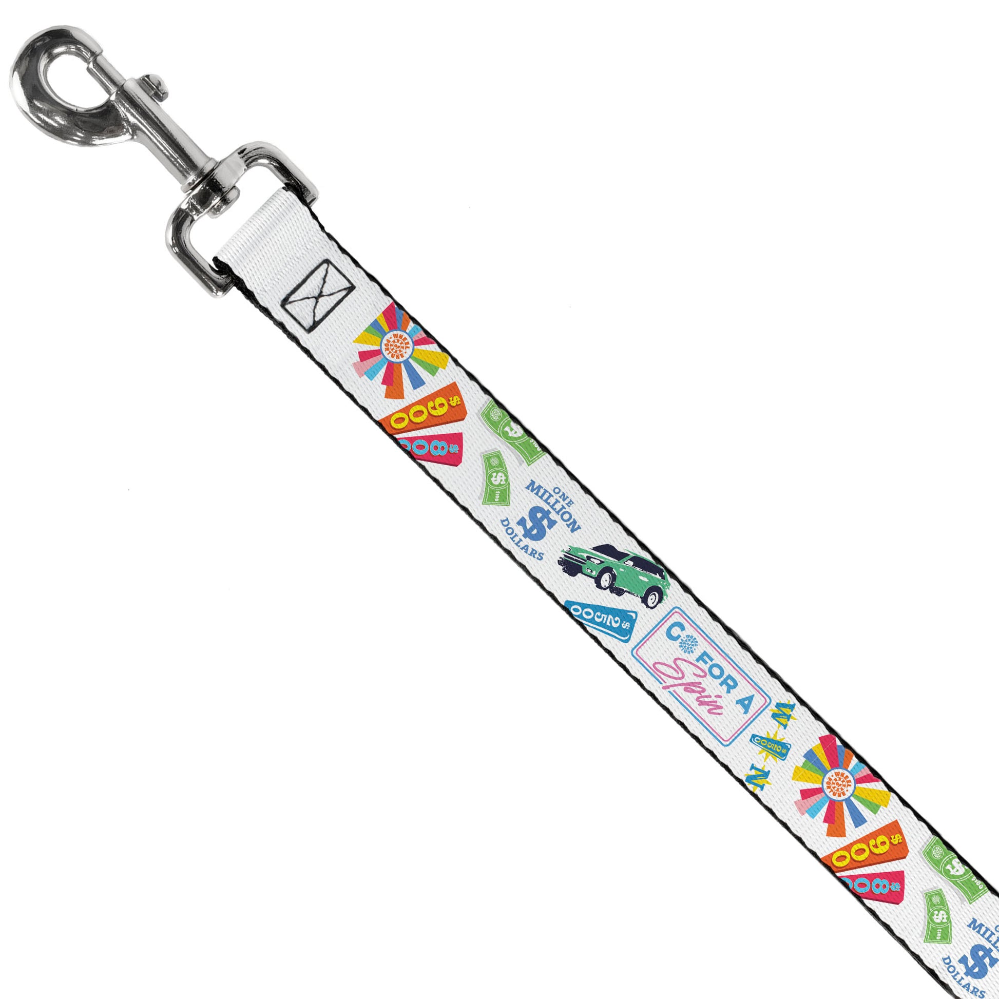 Dog Leash - Wheel of Fortune GO FOR A SPIN Prize Collage White/Multi Color Dog Leashes Wheel of Fortune