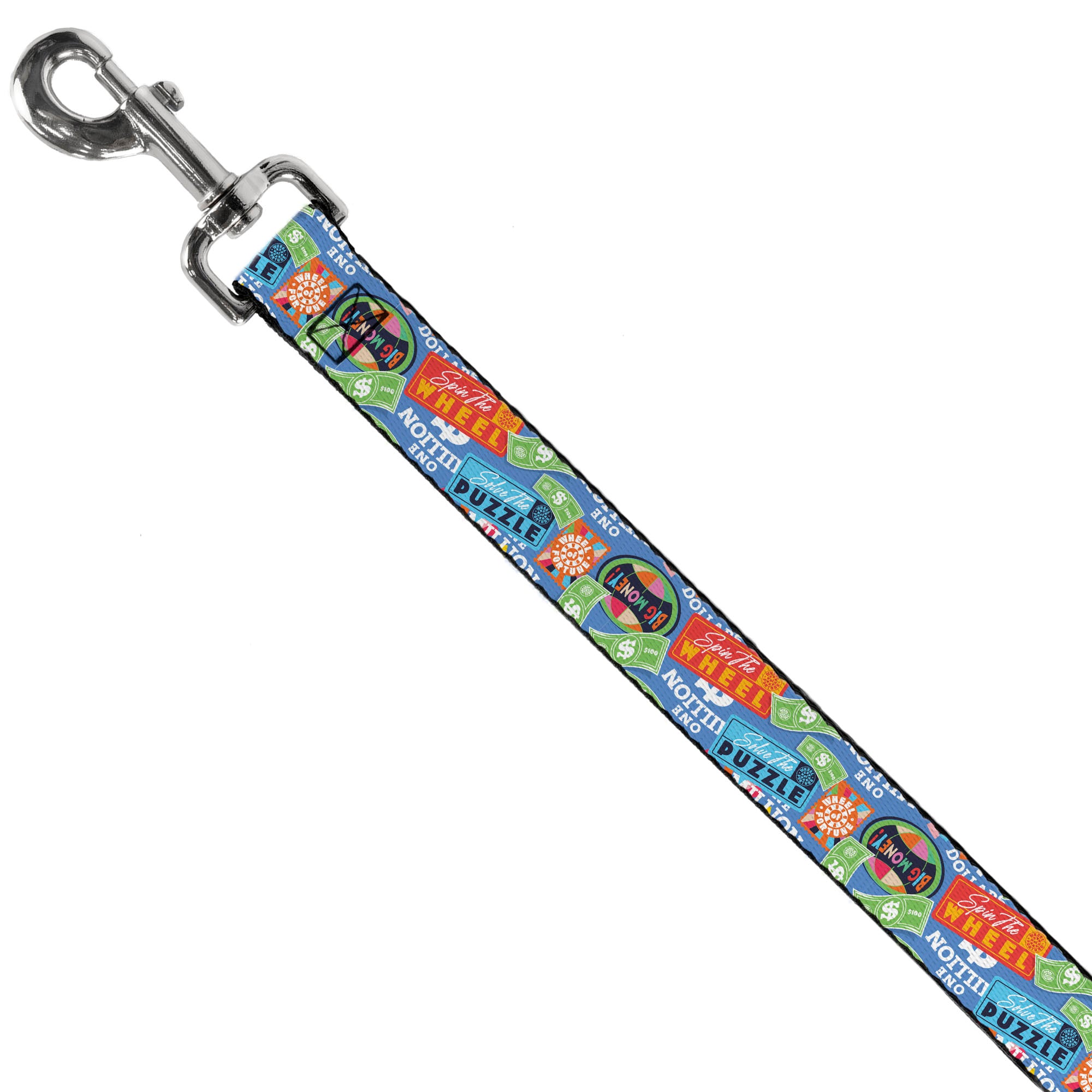 Dog Leash - Wheel of Fortune Quotes and Prizes Collage Blue/Multi Color Dog Leashes Wheel of Fortune