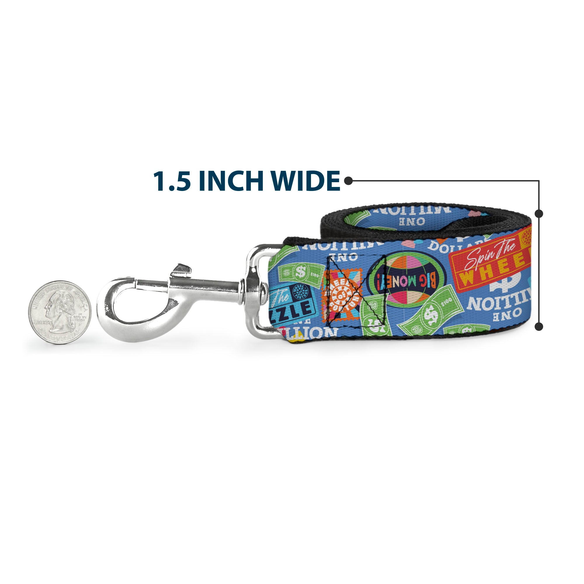 Dog Leash - Wheel of Fortune Quotes and Prizes Collage Blue/Multi Color Dog Leashes Wheel of Fortune