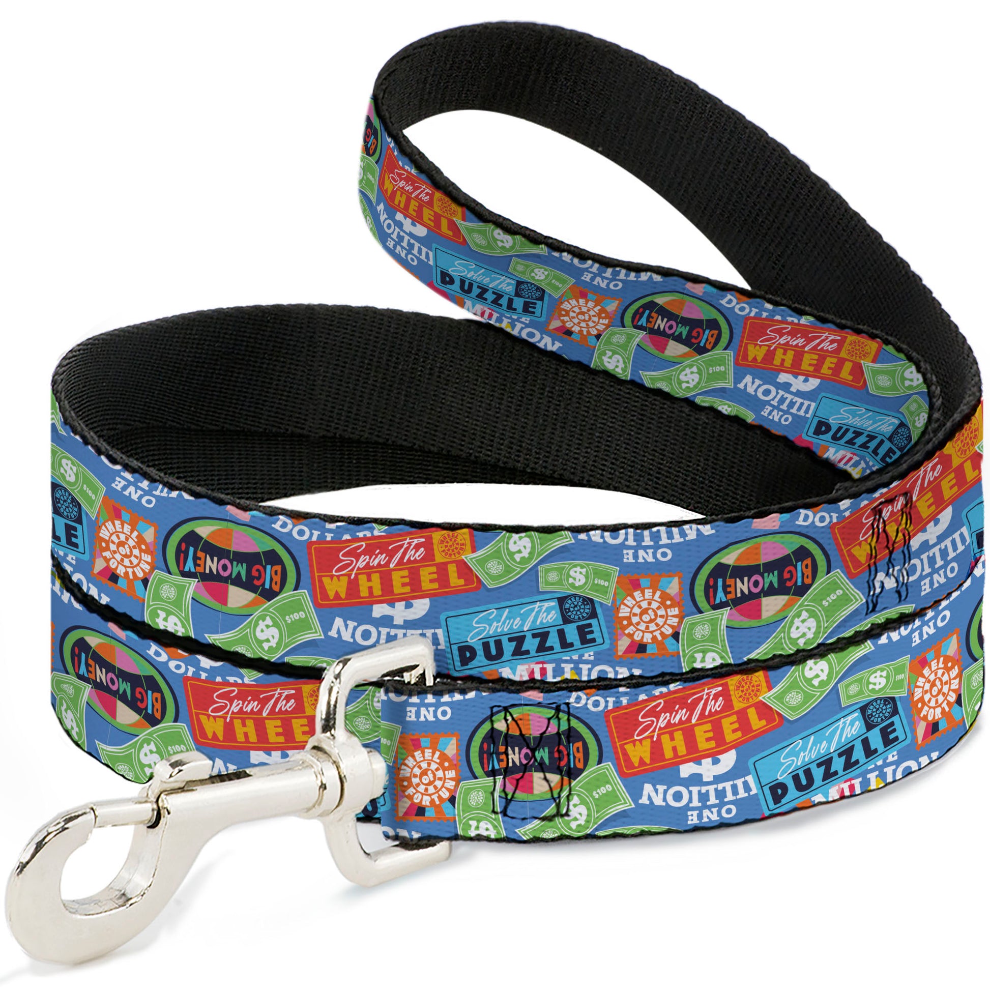 Dog Leash - Wheel of Fortune Quotes and Prizes Collage Blue/Multi Color Dog Leashes Wheel of Fortune