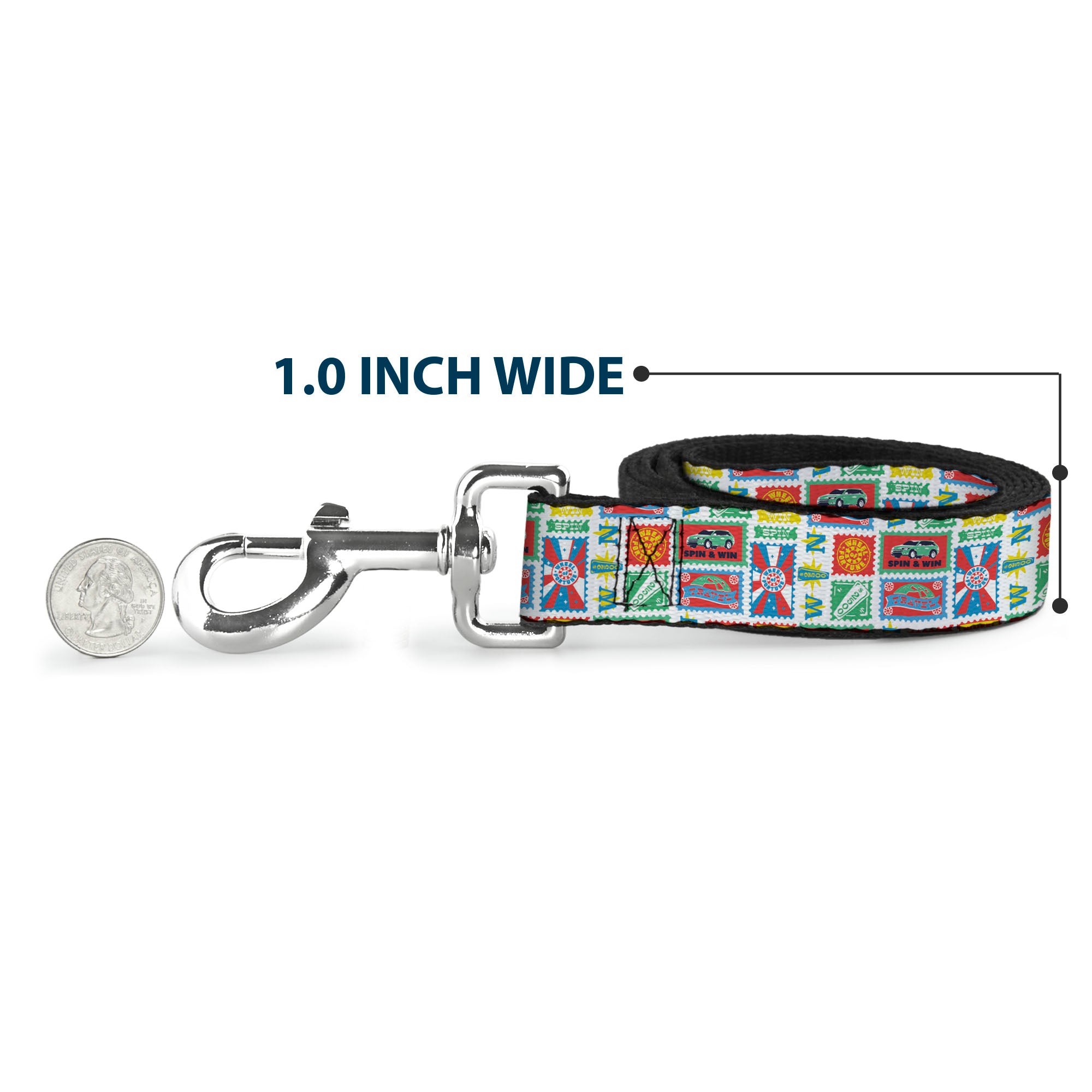 Dog Leash - Wheel of Fortune Prize Blocks Collage White/Multi Color Dog Leashes Wheel of Fortune
