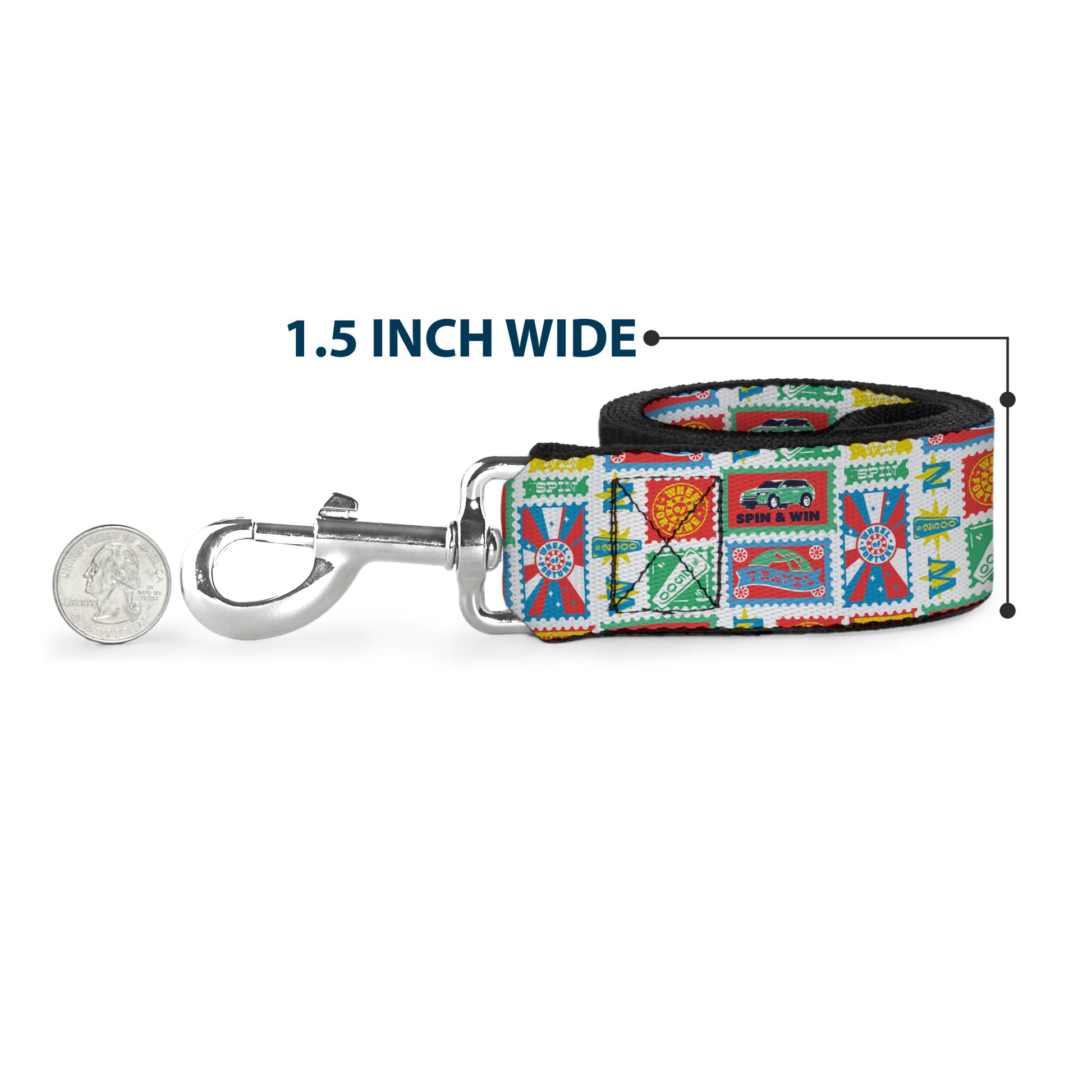 Dog Leash - Wheel of Fortune Prize Blocks Collage White/Multi Color Dog Leashes Wheel of Fortune