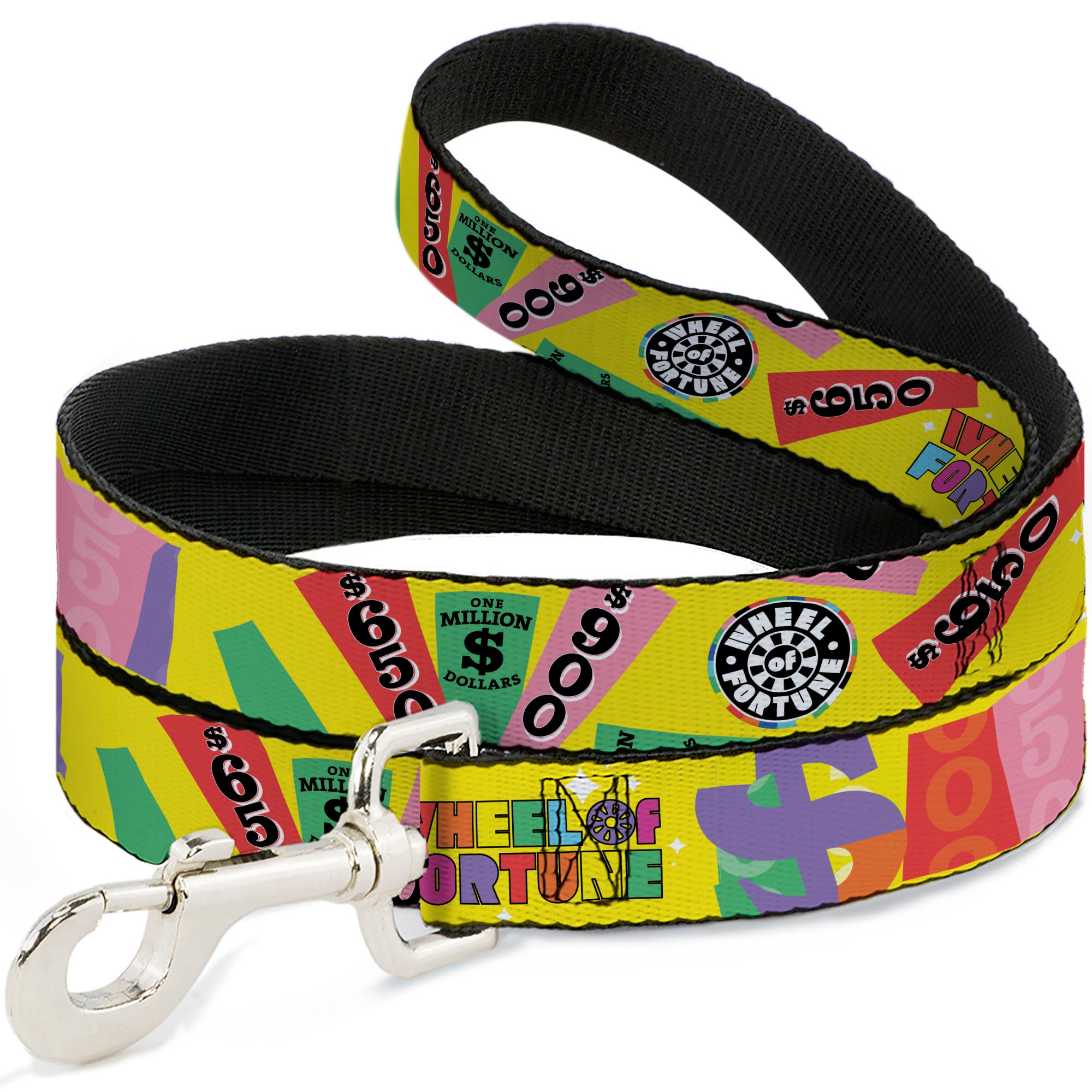 Dog Leash - WHEEL OF FORTUNE Test and Wedge Collage Yellow/Multi Color Dog Leashes Wheel of Fortune