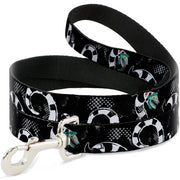 Dog Leash - Beetlejuice Sandworm Healftone Repeat Black/Gray Dog Leashes Beetlejuice