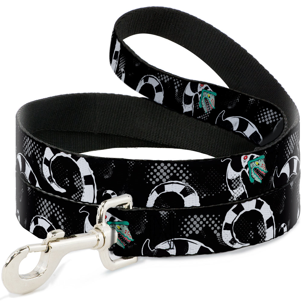 Dog Leash - Beetlejuice Sandworm Healftone Repeat Black/Gray Dog Leashes Beetlejuice