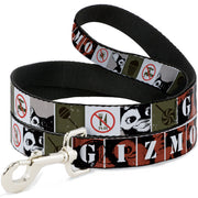 Dog Leash - Gremlins GIZMO Poses/Rules Blocks Red/Greens/Grays/White Dog Leashes Gremlins