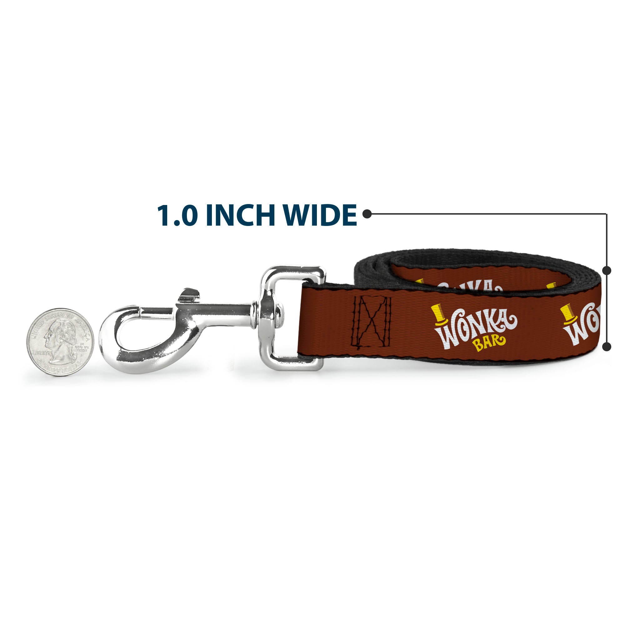 Dog Leash - Willy Wonka and the Chocolate Factory WONKA BAR Logo Brown/Yellow/White Dog Leashes Willy Wonka and the Chocolate Factory