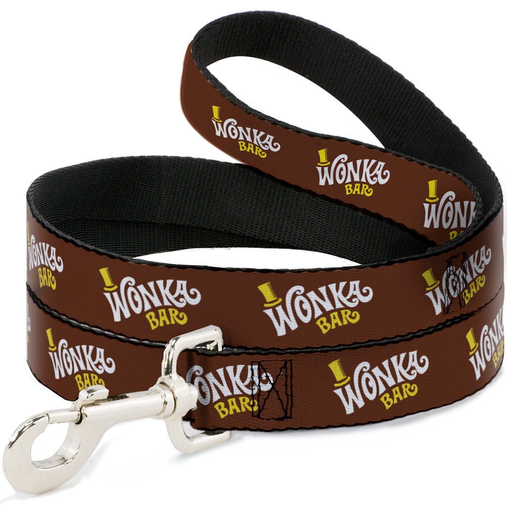 Dog Leash - Willy Wonka and the Chocolate Factory WONKA BAR Logo Brown/Yellow/White Dog Leashes Willy Wonka and the Chocolate Factory