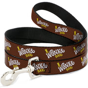 Dog Leash - Willy Wonka and the Chocolate Factory WONKA BAR Logo Brown/Yellow/White Dog Leashes Willy Wonka and the Chocolate Factory
