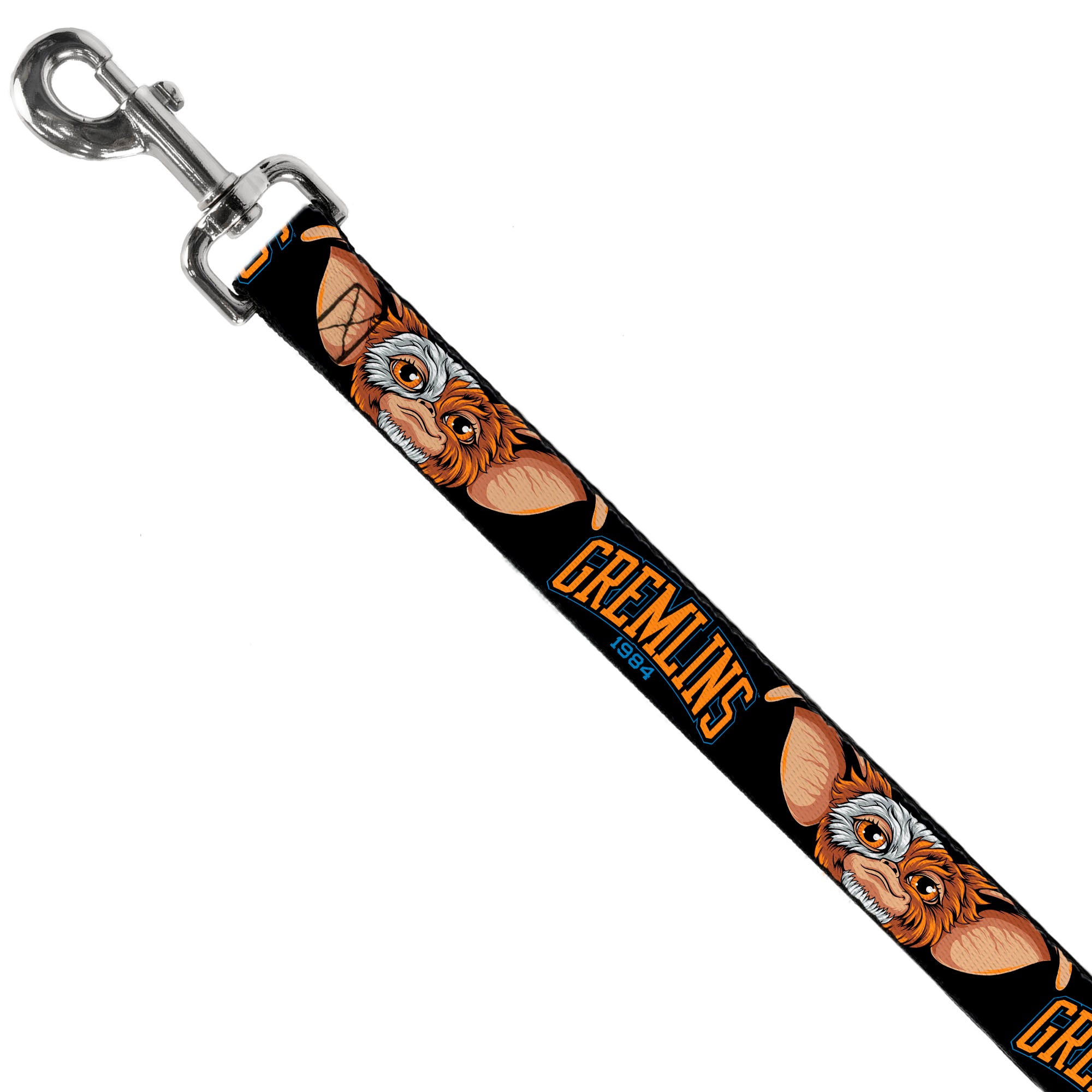 Dog Leash - GREMLINS 1984 Gizmo Face Close-Up Black Dog Leashes Gremlins