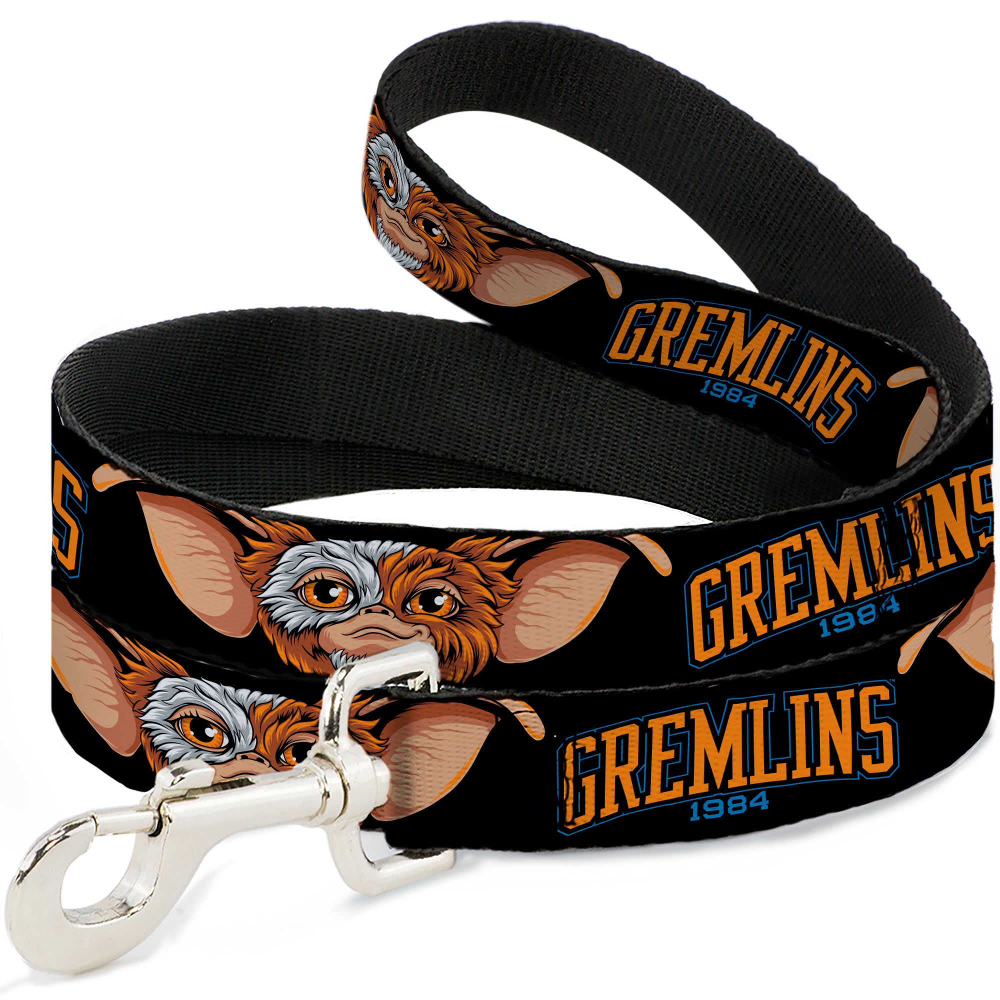 Dog Leash - GREMLINS 1984 Gizmo Face Close-Up Black Dog Leashes Gremlins