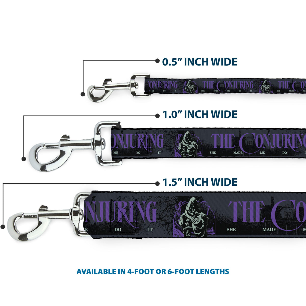 Dog Leash - THE CONJURING SHE MADE ME DO IT Black/Gray/Purple Dog Leashes The Conjuring