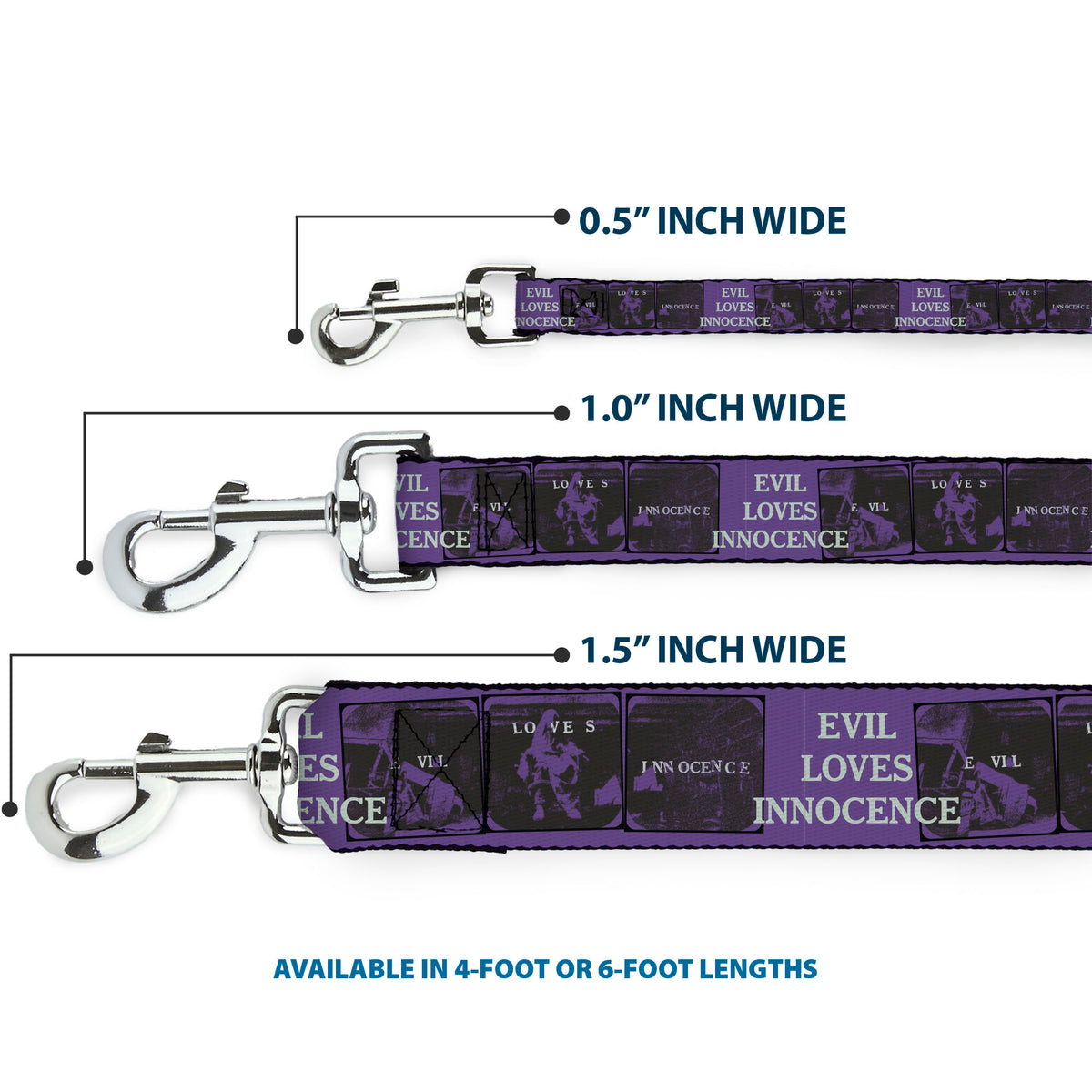 Dog Leash - The Conjuring EVIL LOVES INNOCENSE Pose Blocks Purple/Black Dog Leashes The Conjuring