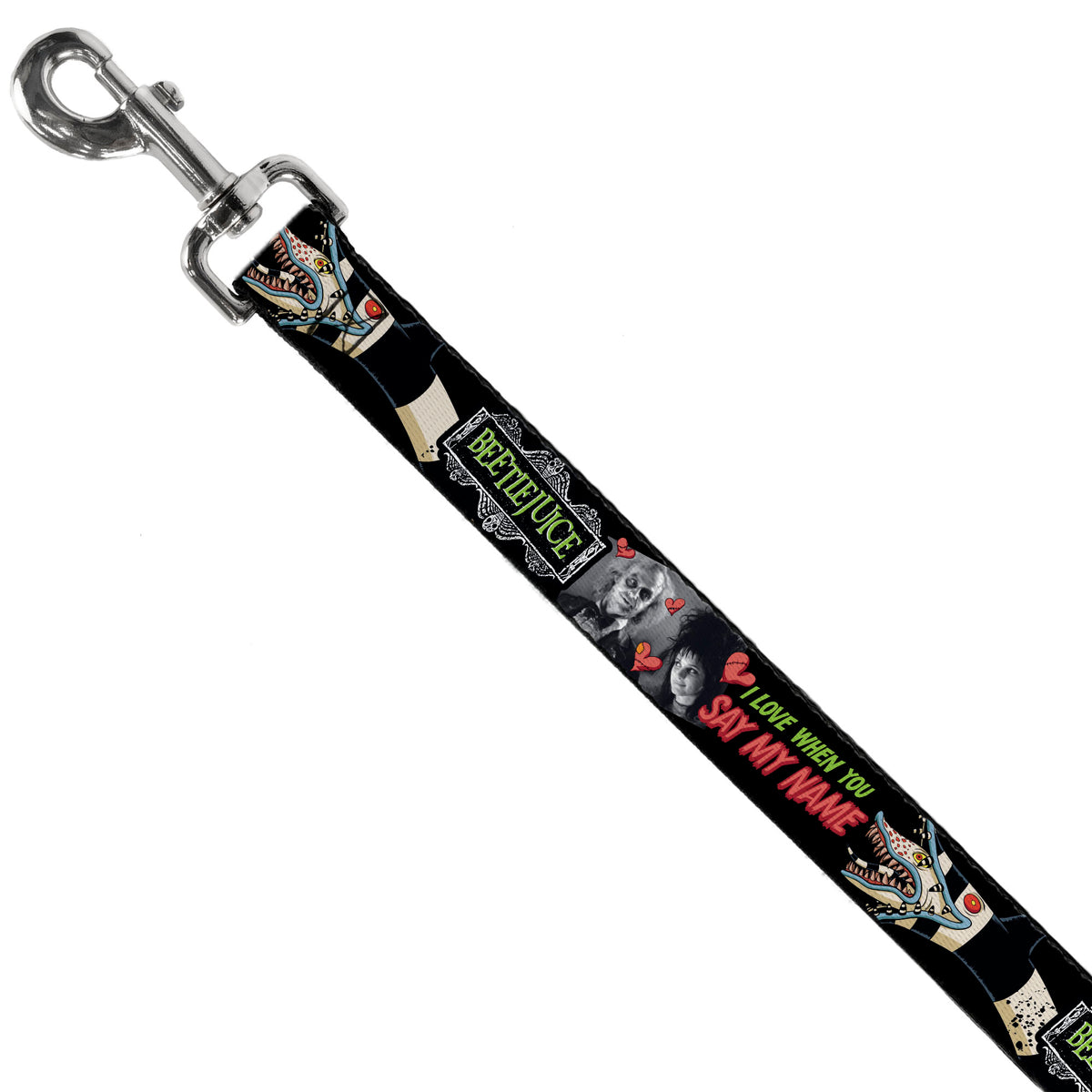 Dog Leash - BEETLEJUICE I LOVE WHEN YOU SAY MY NAME Poses and Sandworm Black Dog Leashes Beetlejuice
