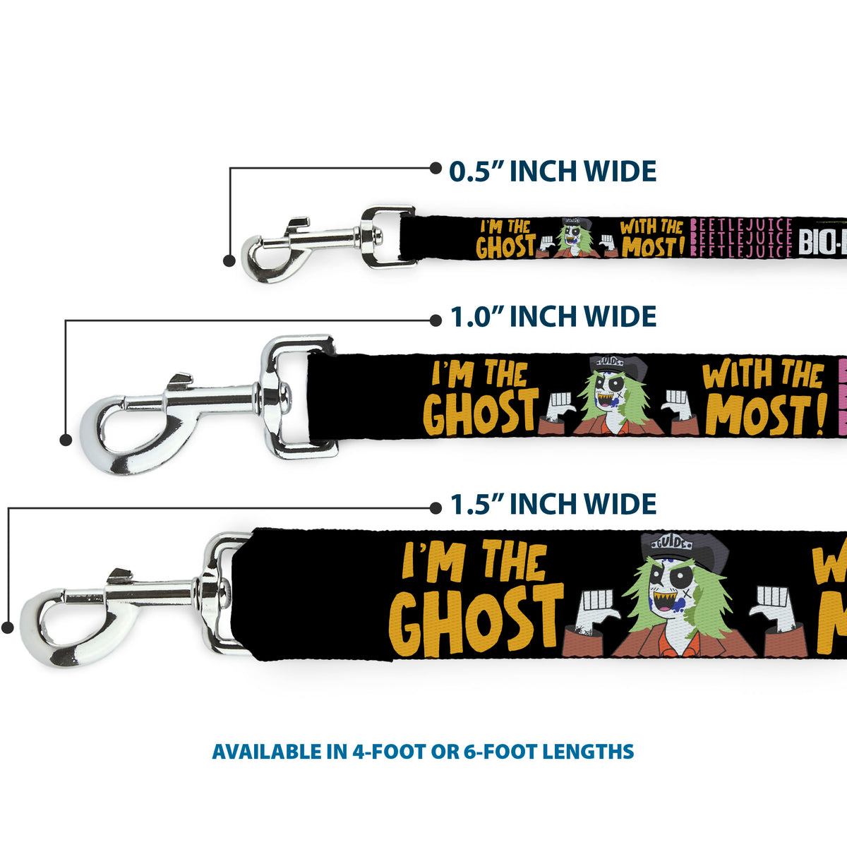 Dog Leash - BEETLEJUICE Cartoon Quotes and Scene Black/Multi Color Dog Leashes Beetlejuice