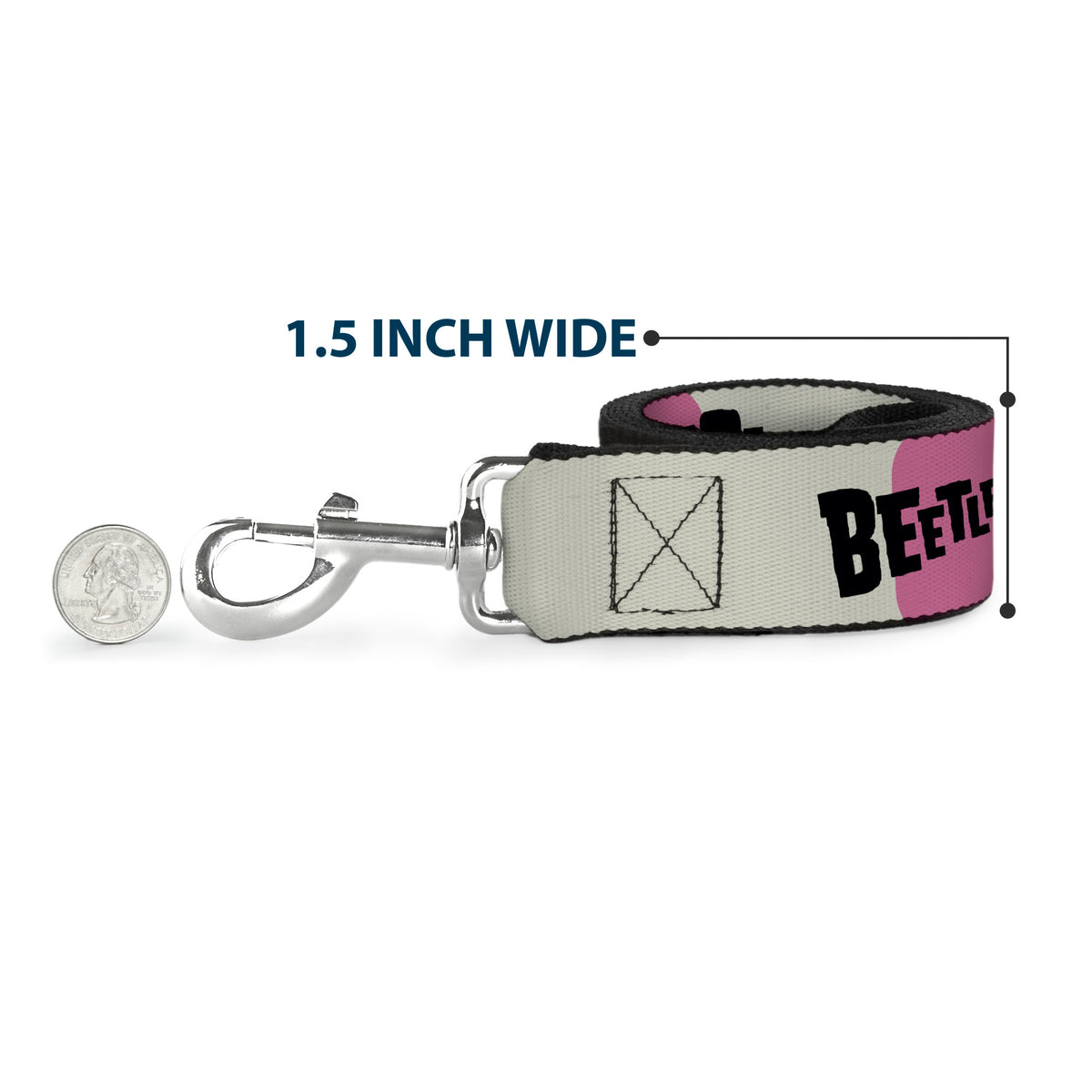 Dog Leash - BEETLEJUICE Pose and Sandworm Stripe White/Pink/Gray Dog Leashes Beetlejuice