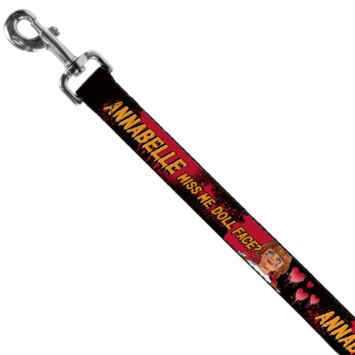 Dog Leash - ANNABELLE MISS ME DOLL FACE Pose Black/Reds