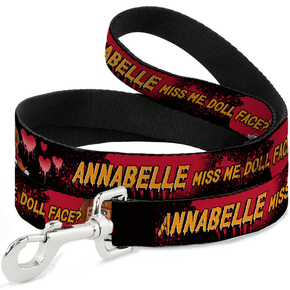 Dog Leash - ANNABELLE MISS ME DOLL FACE Pose Black/Reds