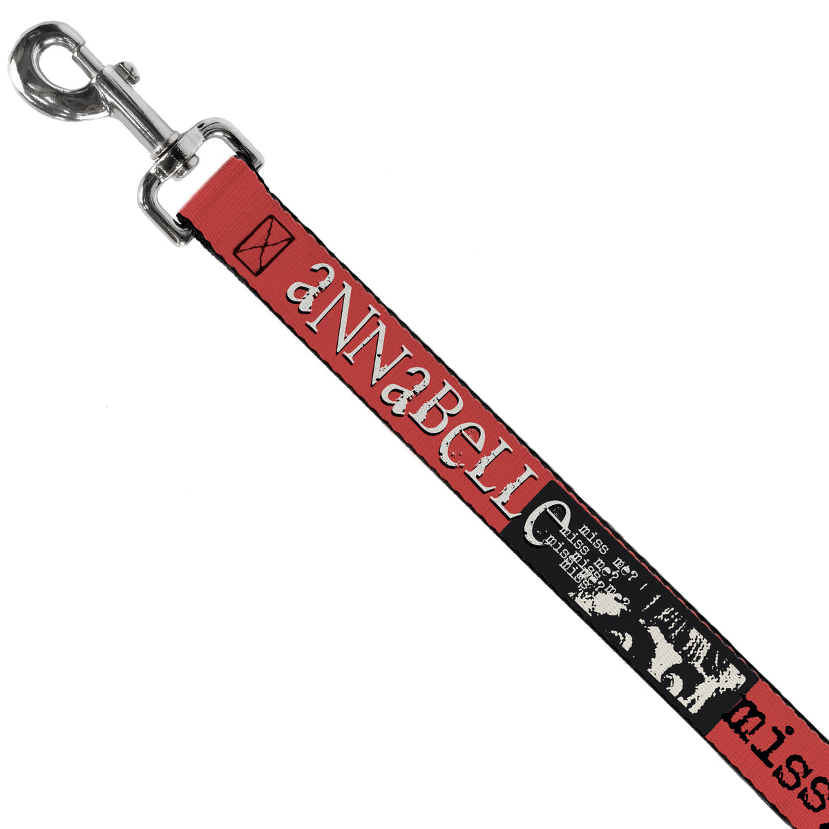 Dog Leash - ANNABELLE MISS ME Eyes and Text Red/Black/White