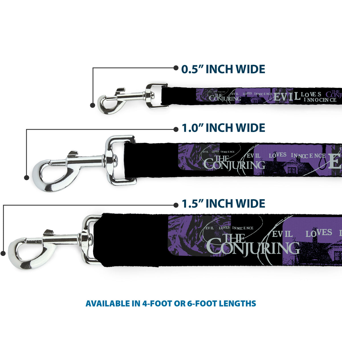 Dog Leash - THE CONJURING EVIL LOVES INNOCENCE Purple/Black Dog Leashes The Conjuring