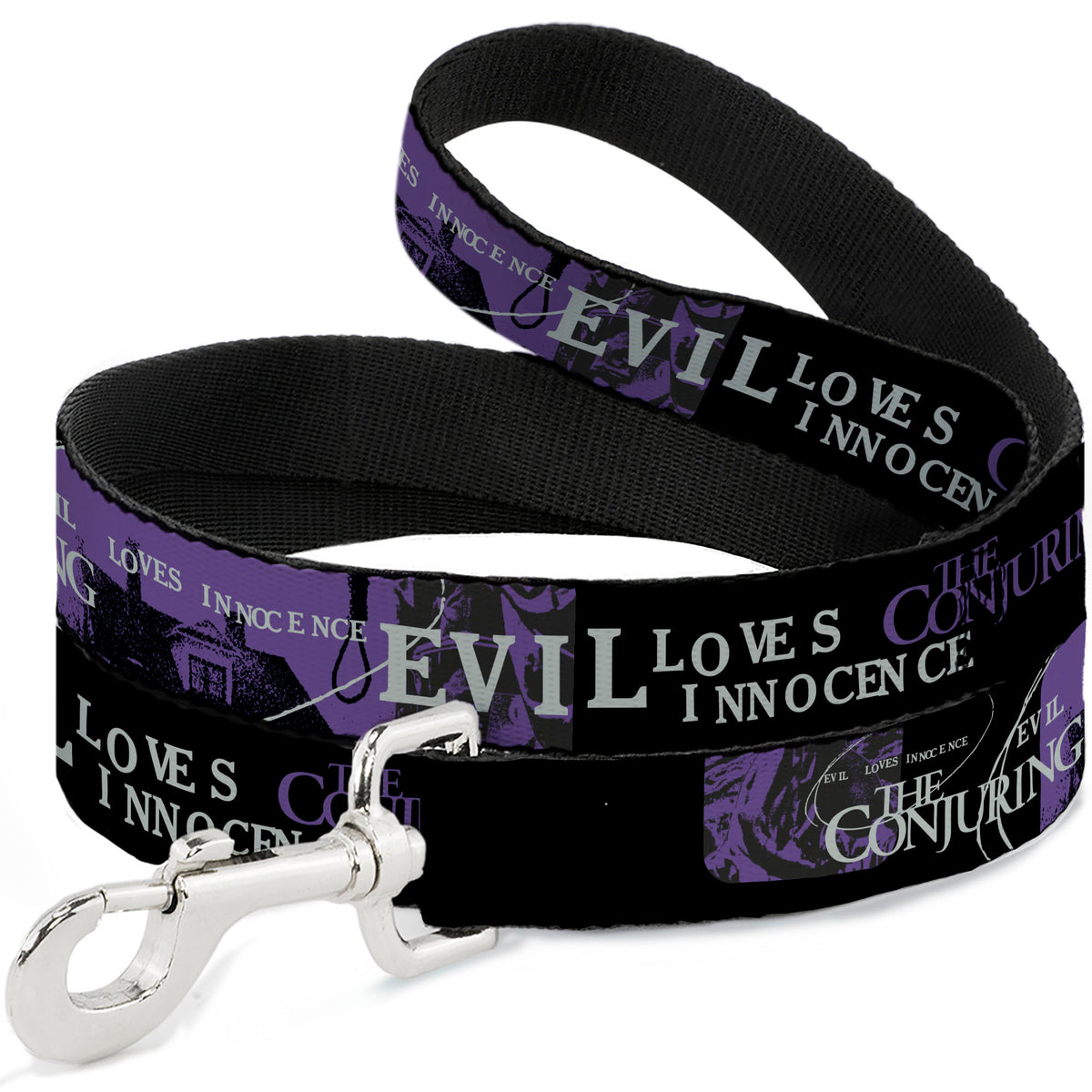Dog Leash - THE CONJURING EVIL LOVES INNOCENCE Purple/Black Dog Leashes The Conjuring