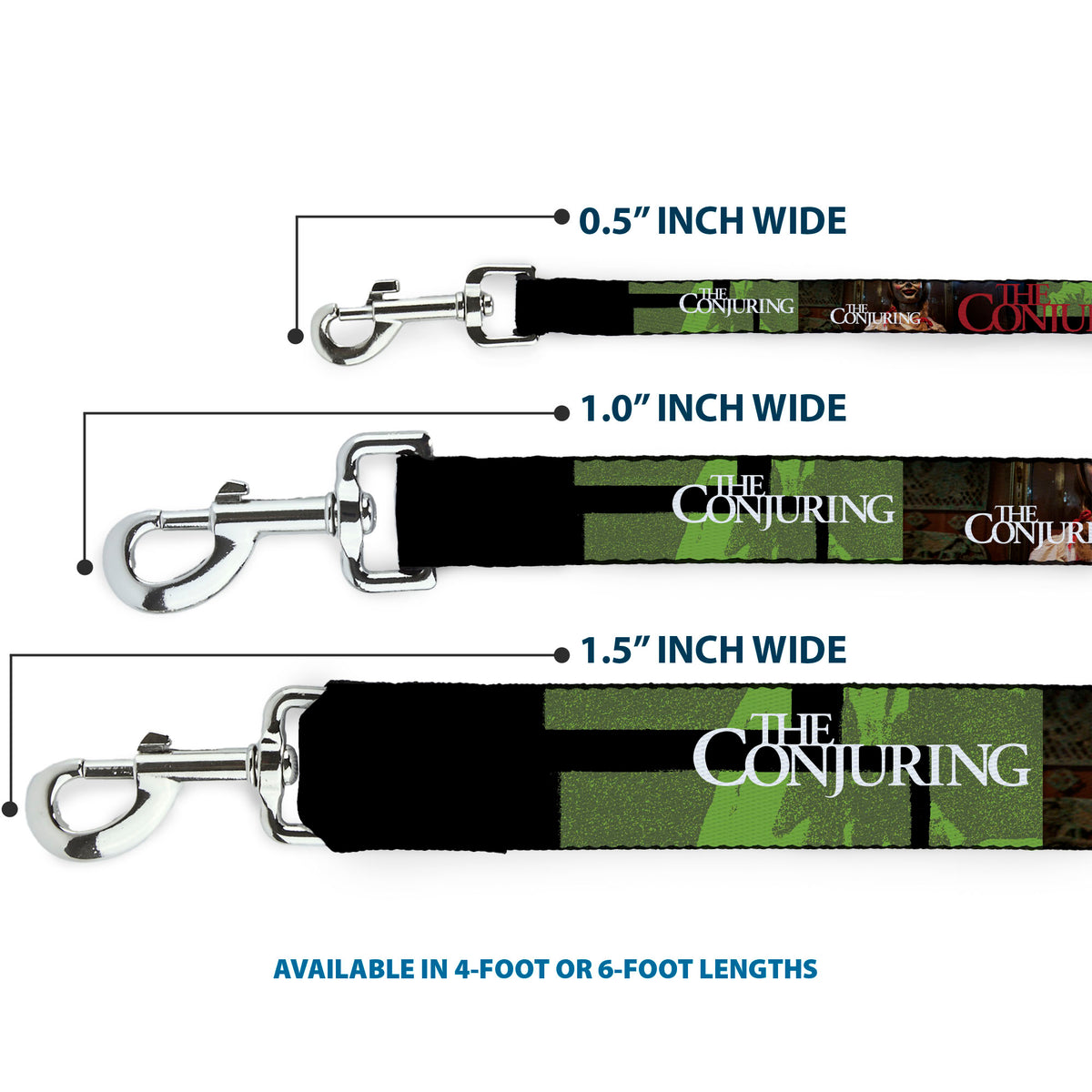 Dog Leash - THE CONJURING Annabelle Pose and Blocks Black/Greens/Red Dog Leashes The Conjuring