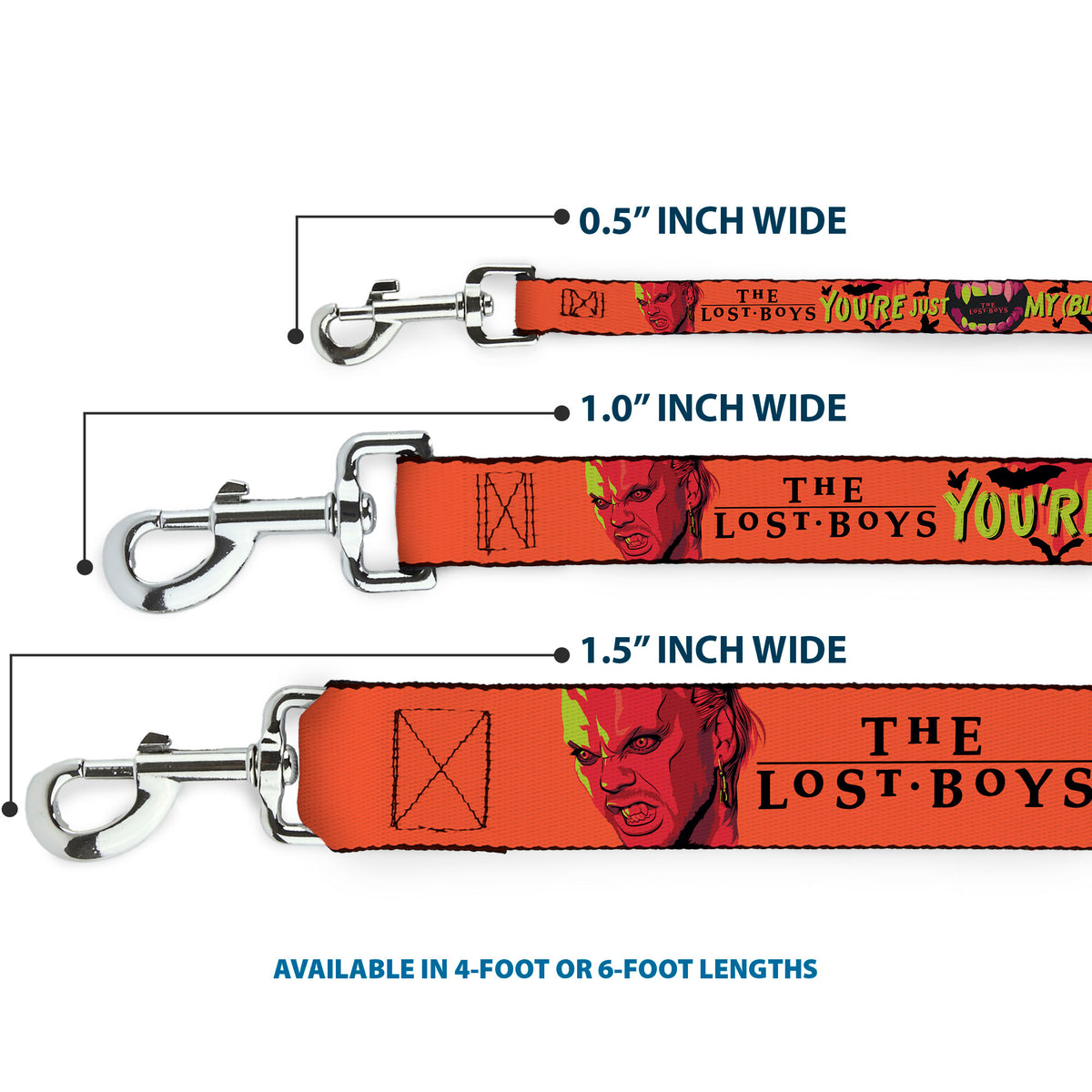 Dog Leash - The Lost Boys YOU'RE JUST MY BLOOD TYPE David Pose Orange/Black Dog Leashes The Lost Boys