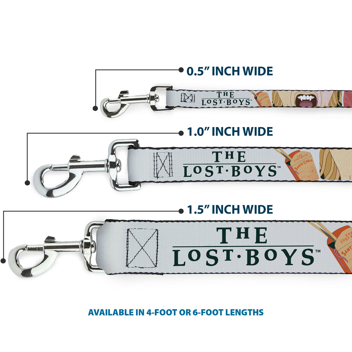 Dog Leash - THE LOST BOYS Edgar and Alan Pop Art Icons Collage White Dog Leashes The Lost Boys
