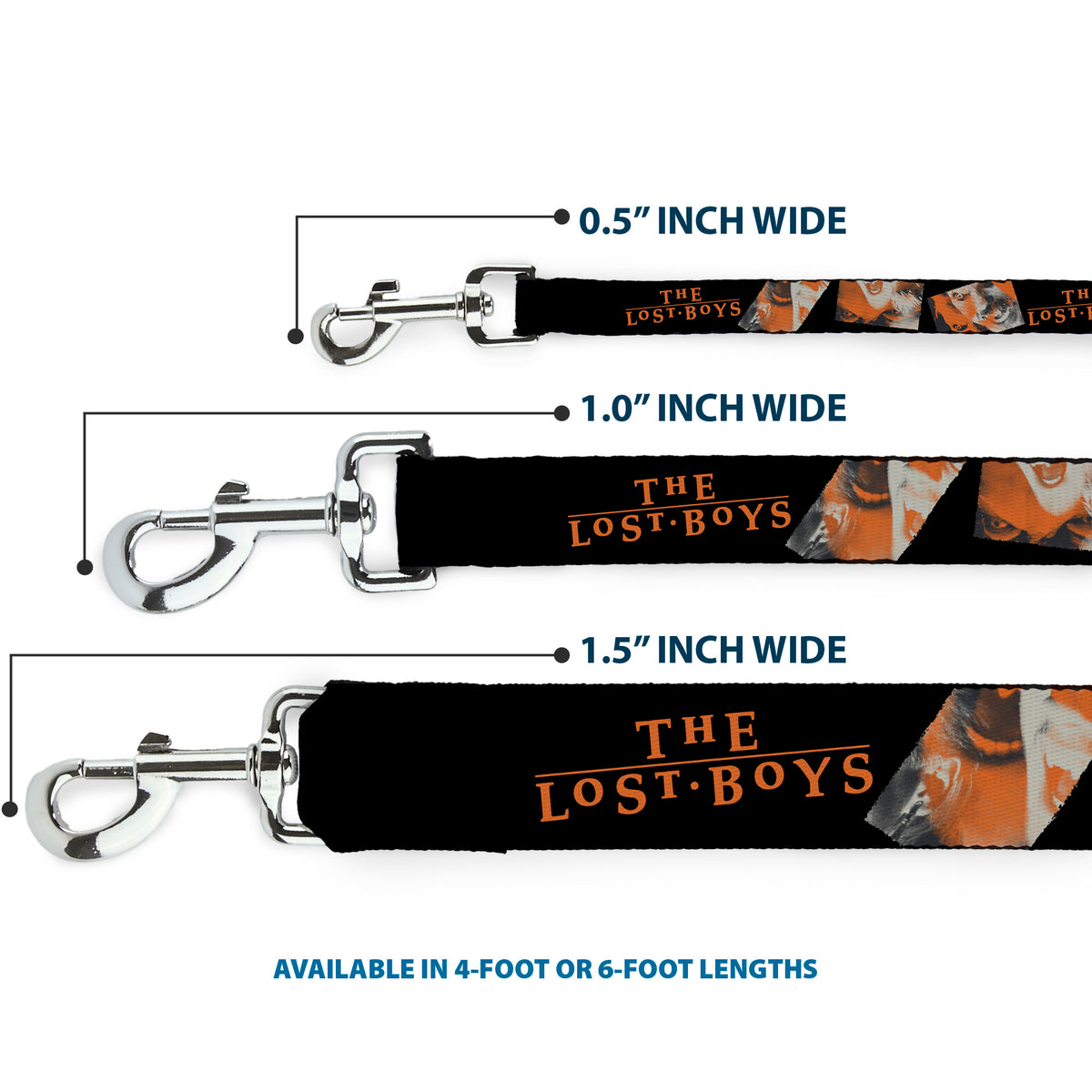 Dog Leash - THE LOST BOYS David Pose Stacked and Title Logo Black/Red Dog Leashes The Lost Boys