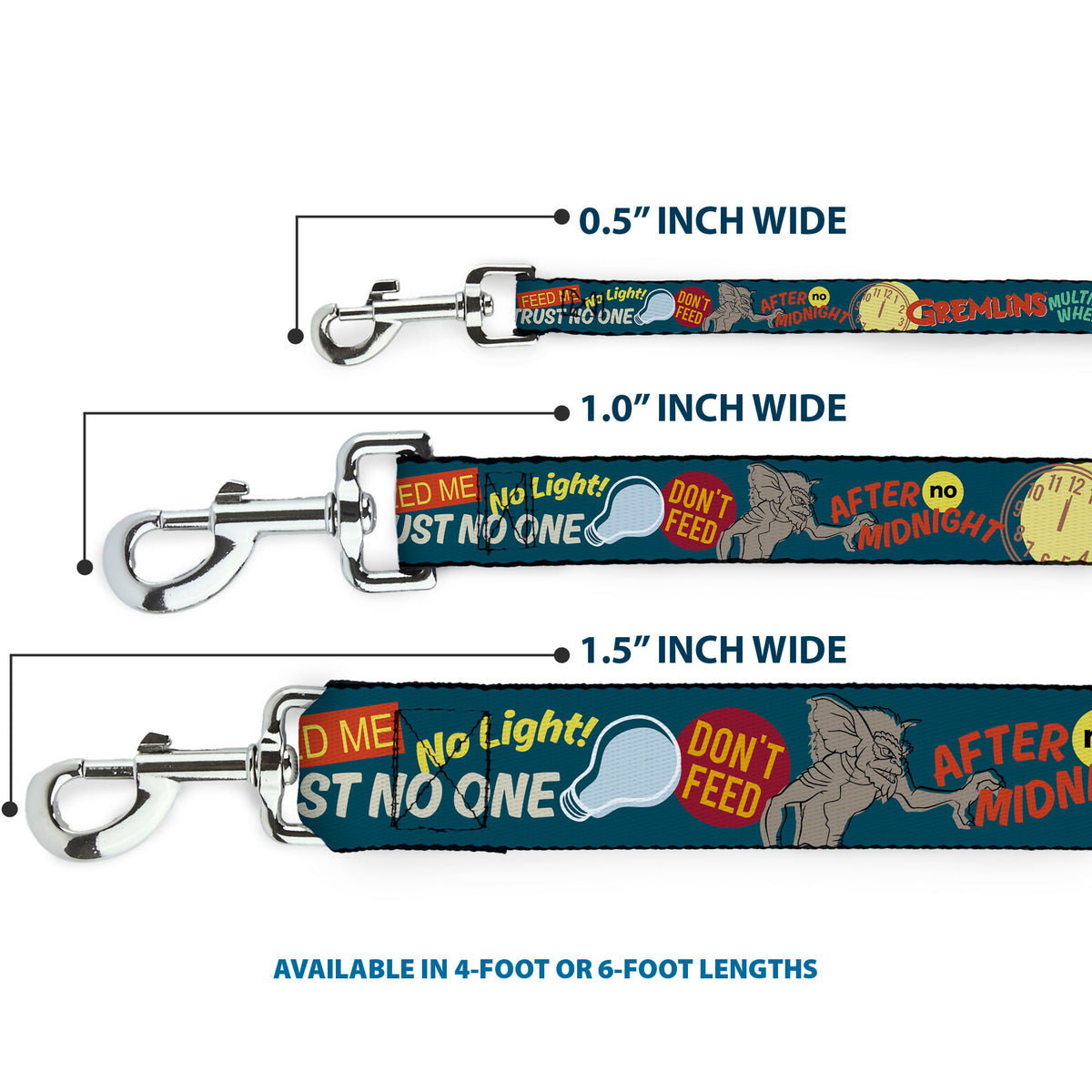 Dog Leash - GREMLINS MULTIPLIES WHEN WET Gizmo Pose Multi Color Dog Leashes Gremlins
