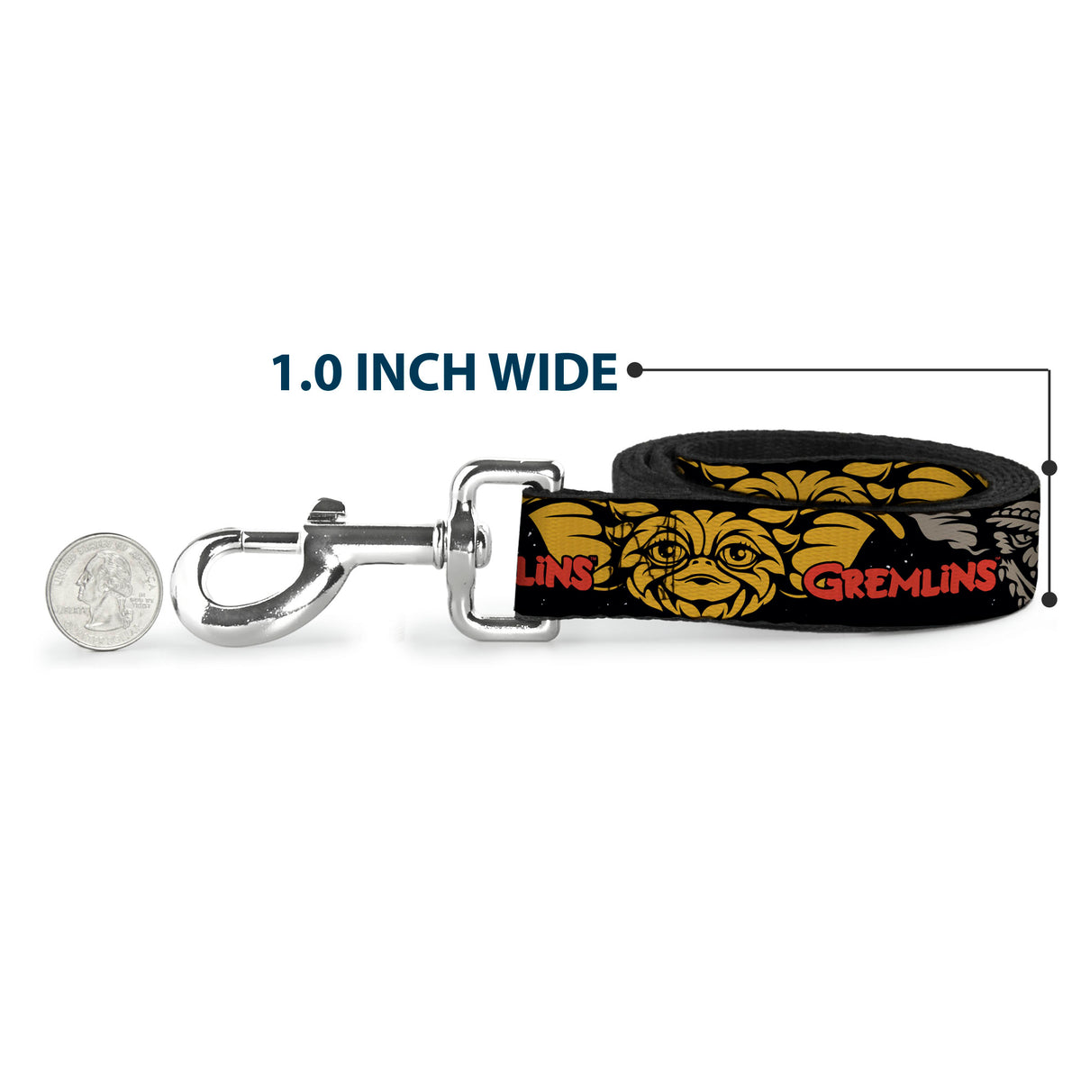 Dog Leash - GREMLINS Gizmo and Stripe Faces Black/Red/Orange/Gray Dog Leashes Gremlins
