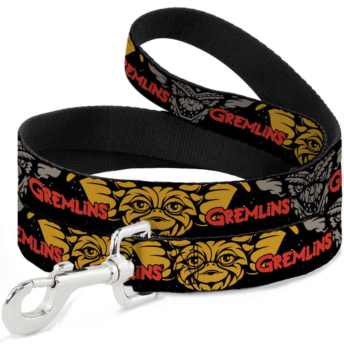 Dog Leash - GREMLINS Gizmo and Stripe Faces Black/Red/Orange/Gray Dog Leashes Gremlins